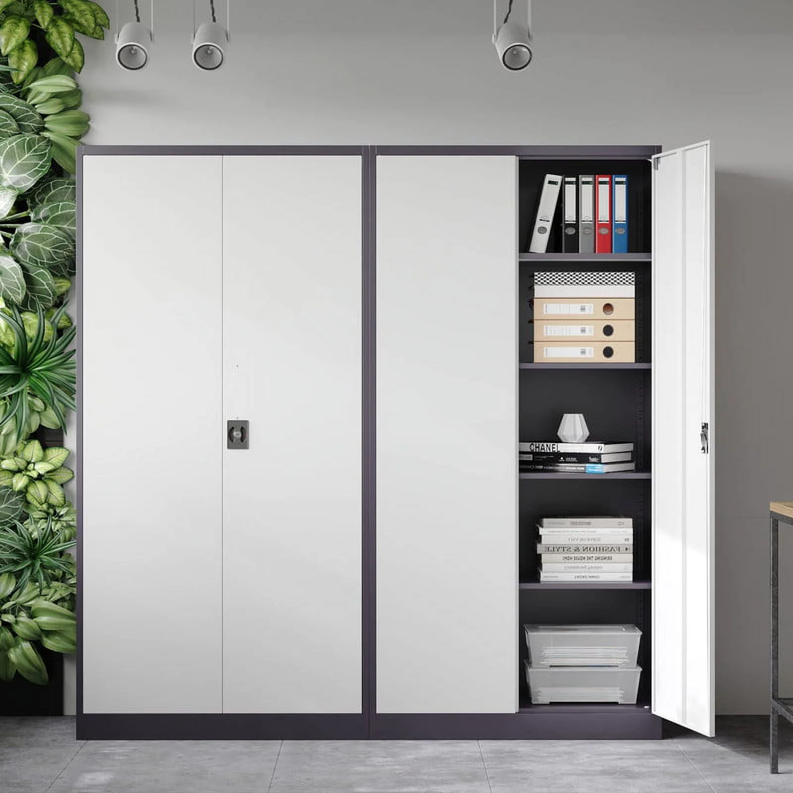 STANI Metal Storage Cabinet with Locking Doors, Garage Lockable Steel Cabinets with 4 Doors and 5 Shelves for Home, Garage, Pantry Workshop Warehouse - Image 12