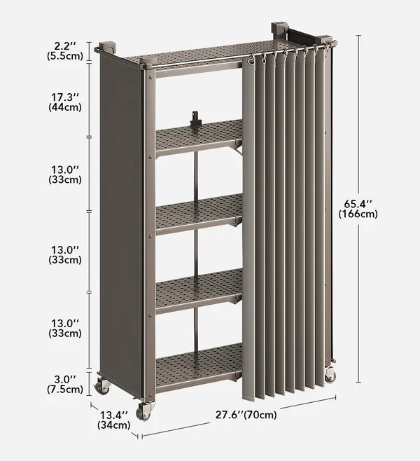 Joybos 5-Shelf Foldable Storage Shelves with Wheels and privacy curtains, Heavy Duty Metal Shelving, No Assembly Organizer Wire Shelf Rack for Garage Kitchen, Basement, Pantry, Holds up to 100 - Image 8