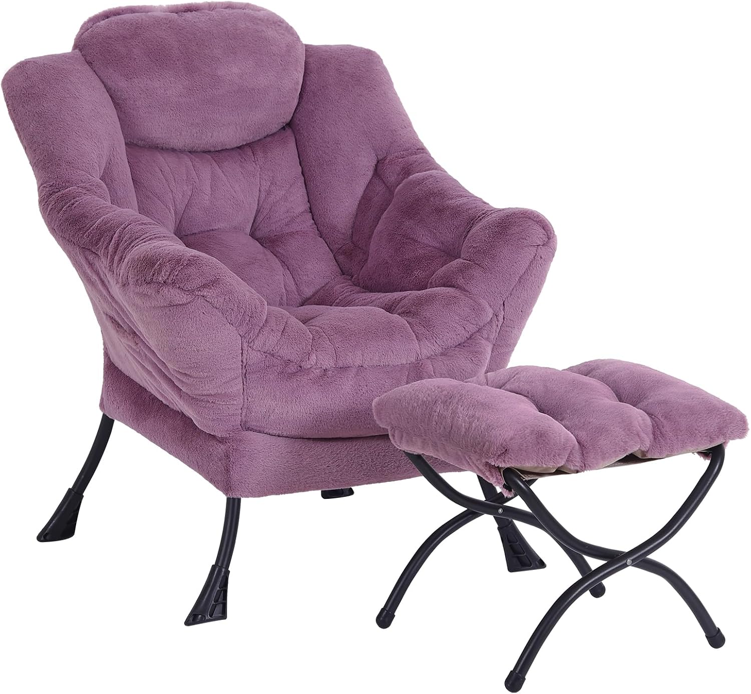 Modern Lazy Chair with Ottoman, Lounge Accent Reading Chair for Living Room - Image 6