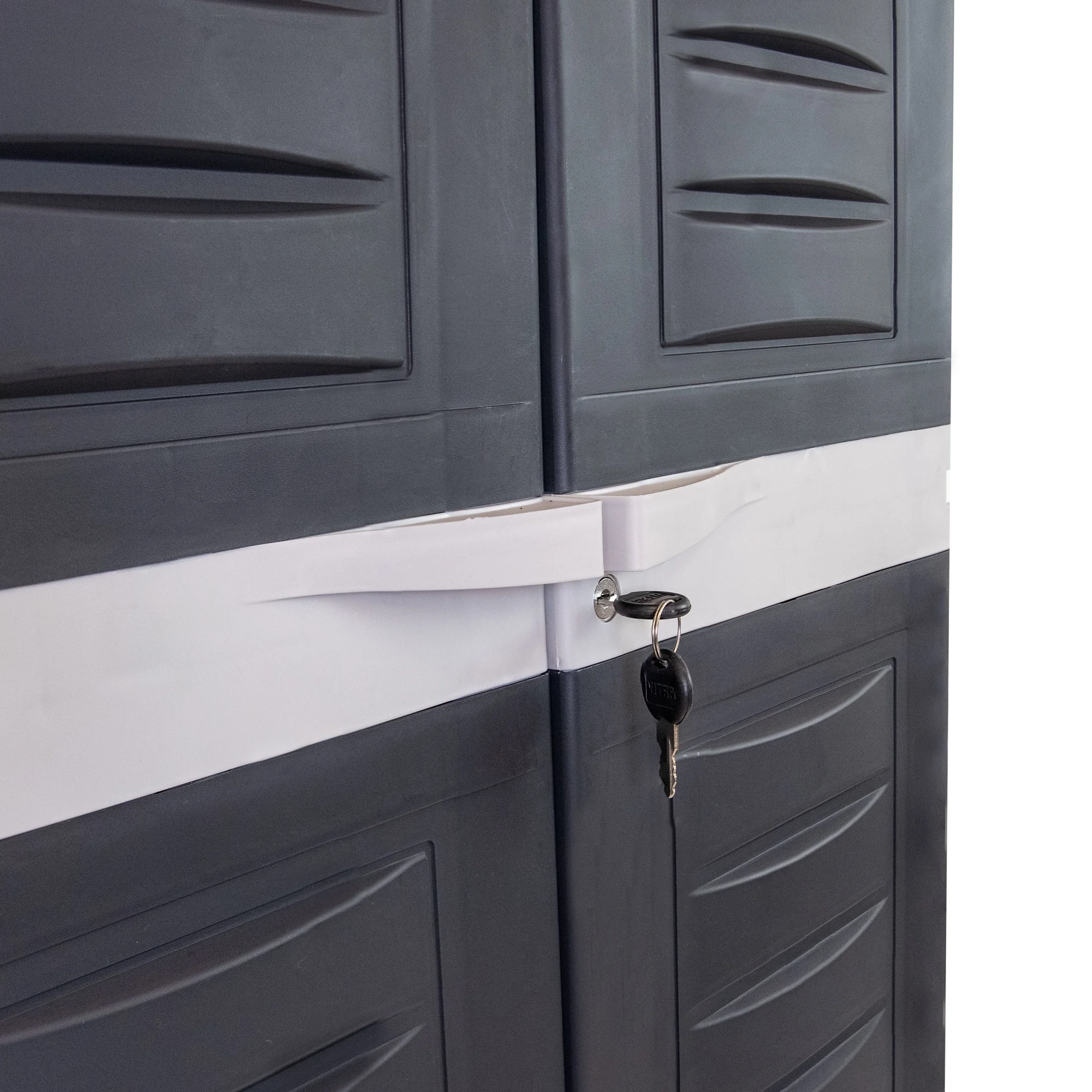 Sunnydaze Lockable Adjustable 72" Plastic 4-Shelf Freestanding Garage Storage Cabinet, Charcoal with Gray Trim - Image 20