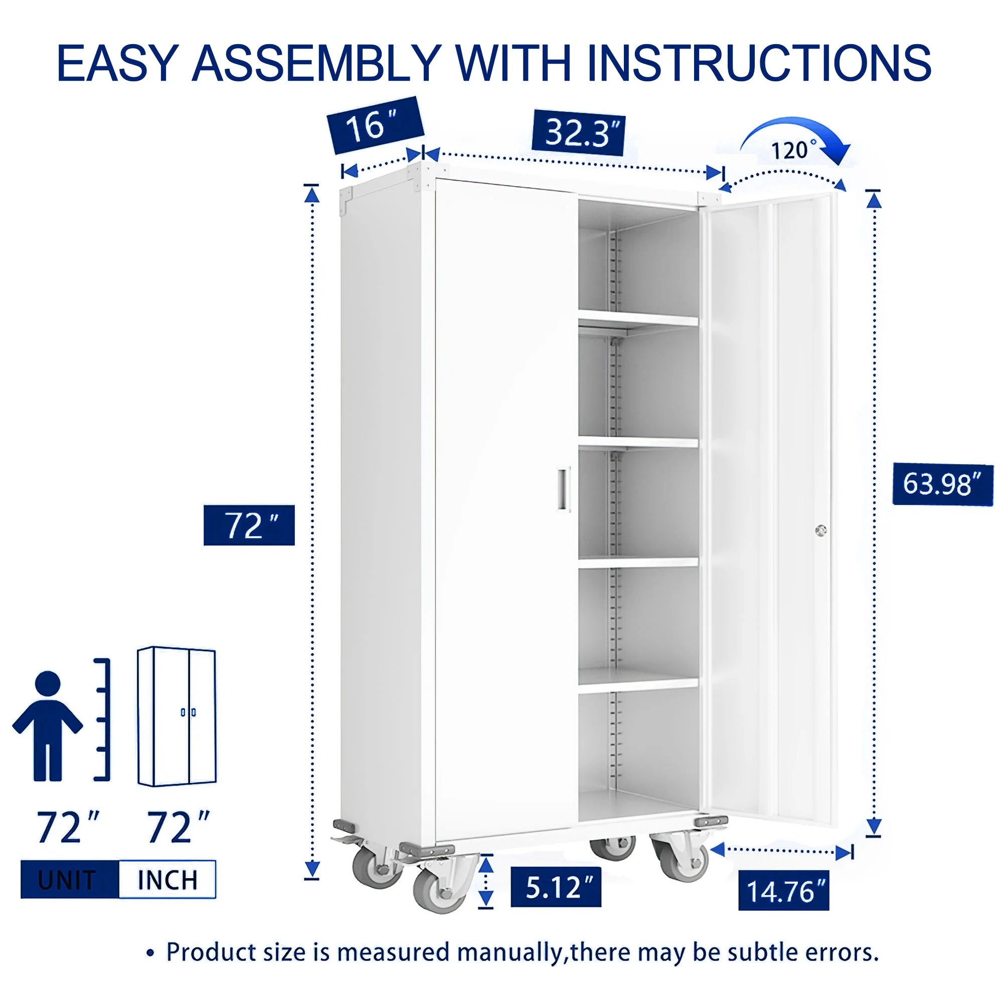 Aobabo 72 Inch Locking Storage Cabinet w/ Adjustable Shelves, Gray - Image 40
