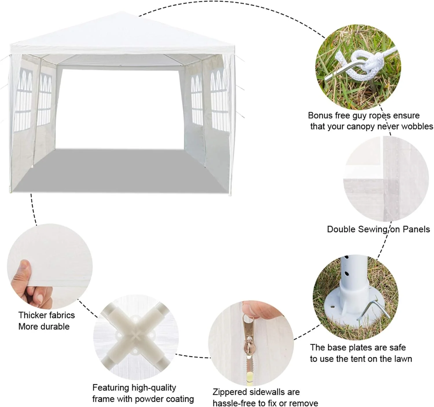 HighSound 10'x20' Outdoor Party Tent with 6 Removable Sidewalls Waterproof Canopy Patio Wedding Gazebo White - Image 5