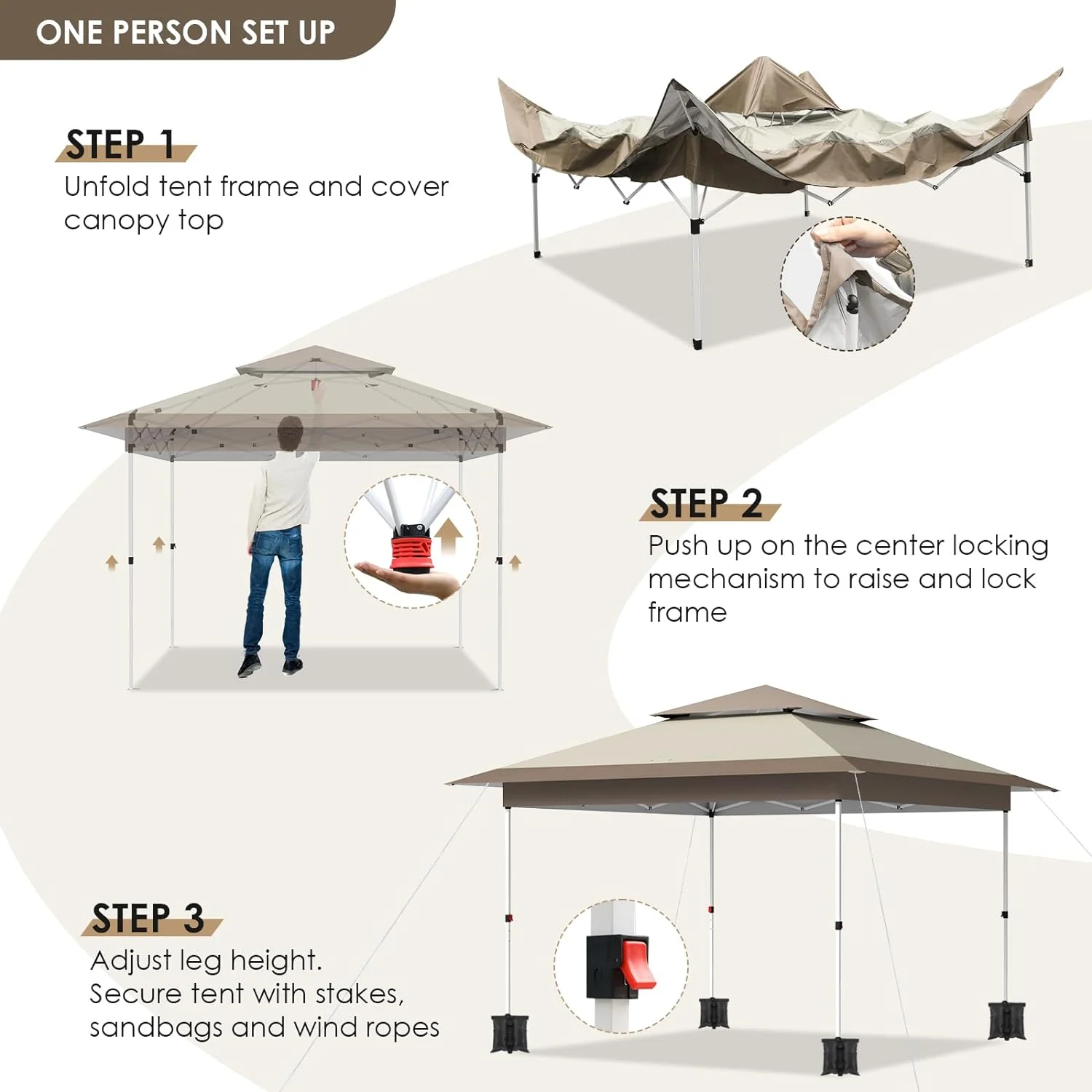 Arlopu White 12' x 12' Ez Pop Up Canopy Tent Portable Instant Folding Shelter Outdoor Camping Canopy Patio Party Gazebo - Image 12