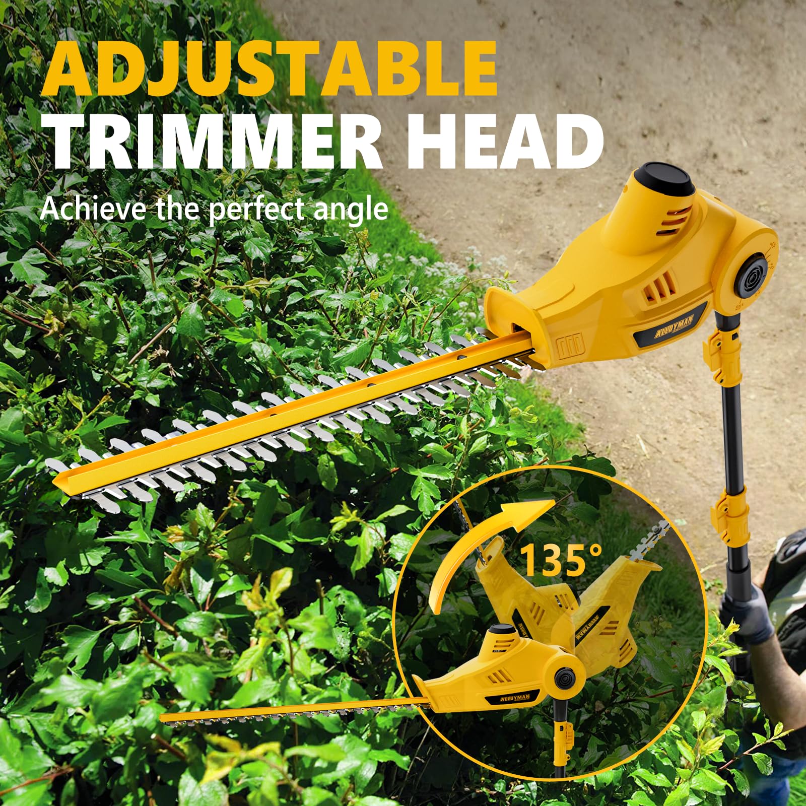 20V MAX Cordless Pole Hedge Trimmer, 2 x 2.0Ah Batteries and Charger Included - Image 4
