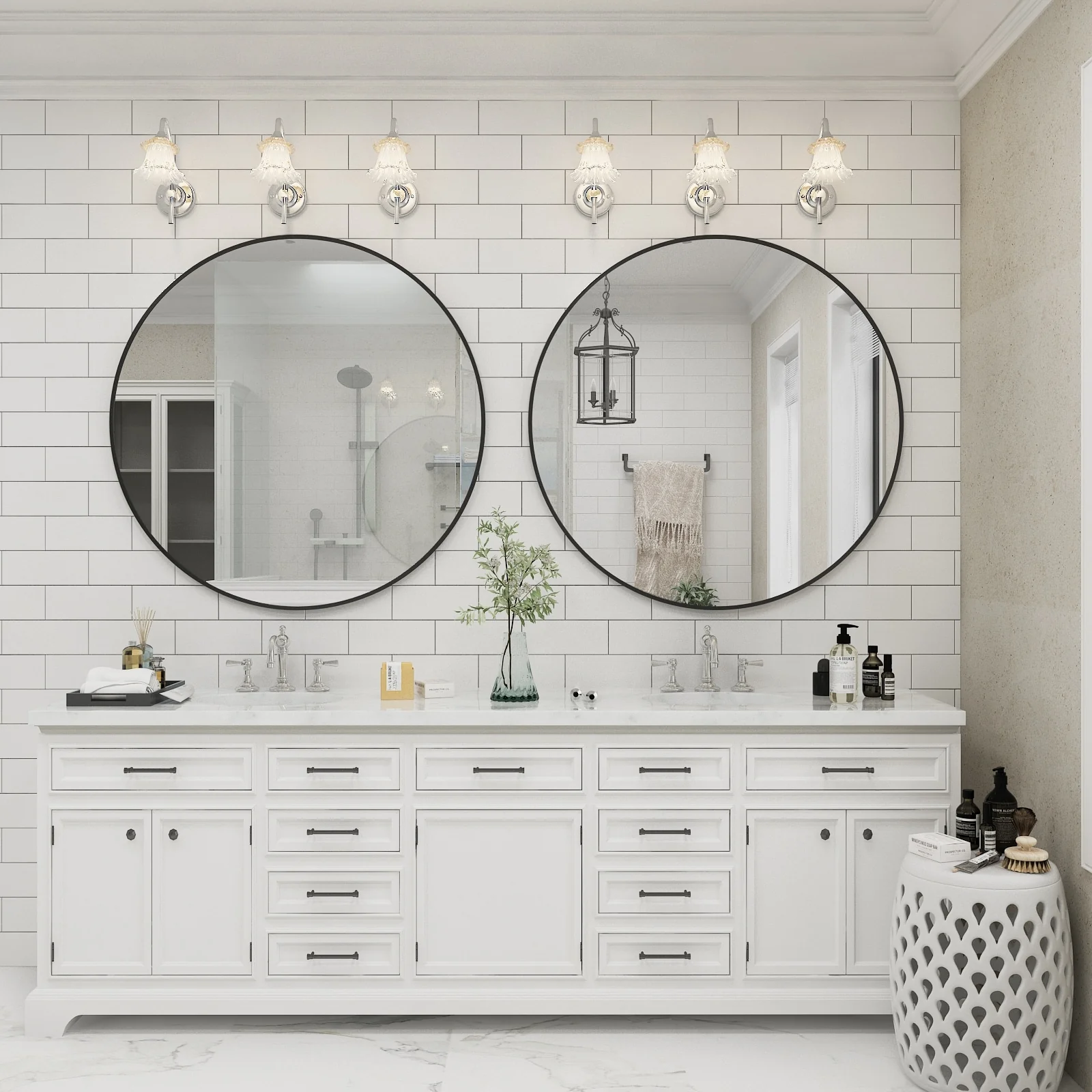 Round Metal Black Frame Bathroom Vanity Mirror, Wall Mounted Decorative Mirror - Image 8