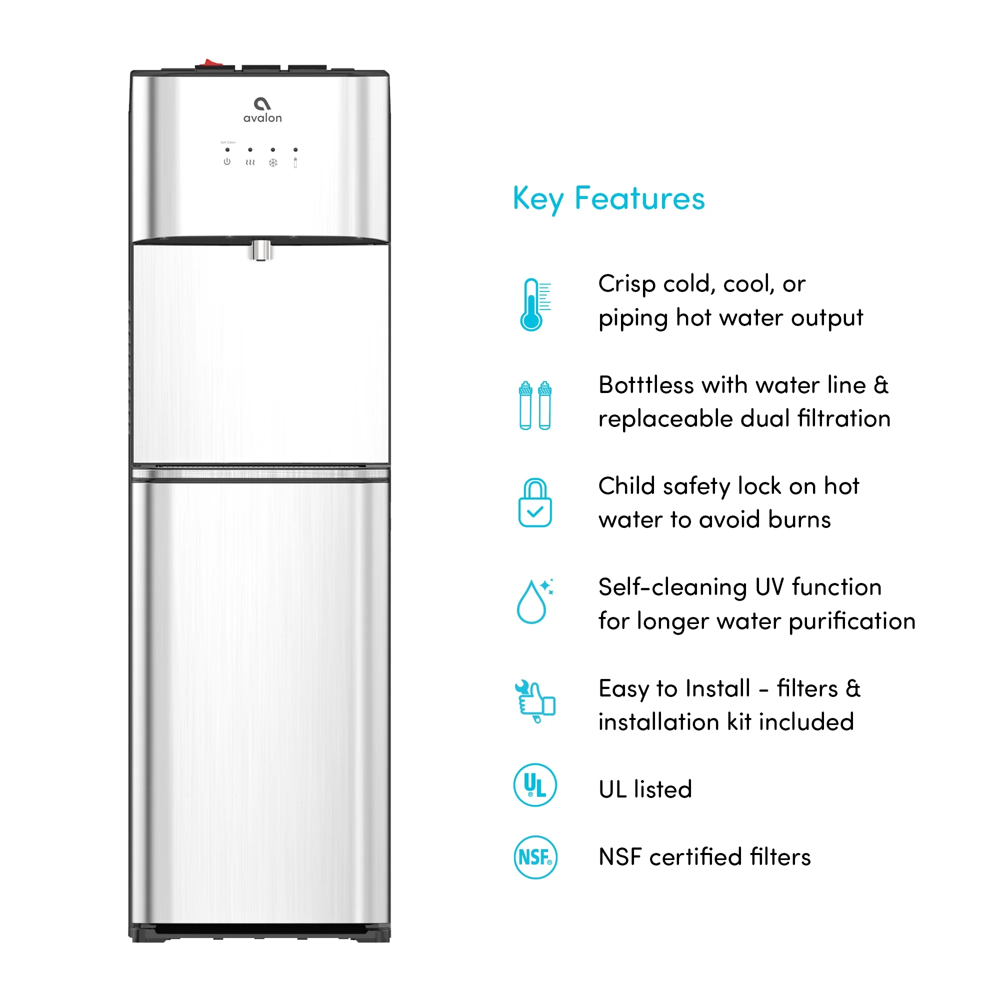 Avalon Self Cleaning Bottleless Water Cooler Dispenser 3 Temperatures - Image 5