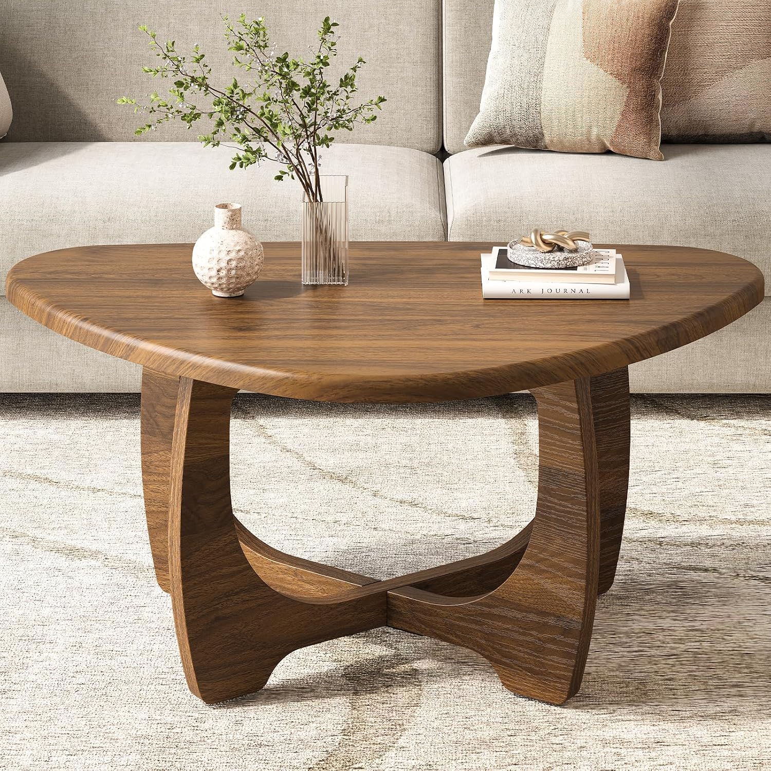 Coffee Table for Living Room, Mid Century Modern Round Coffee Table - Image 2