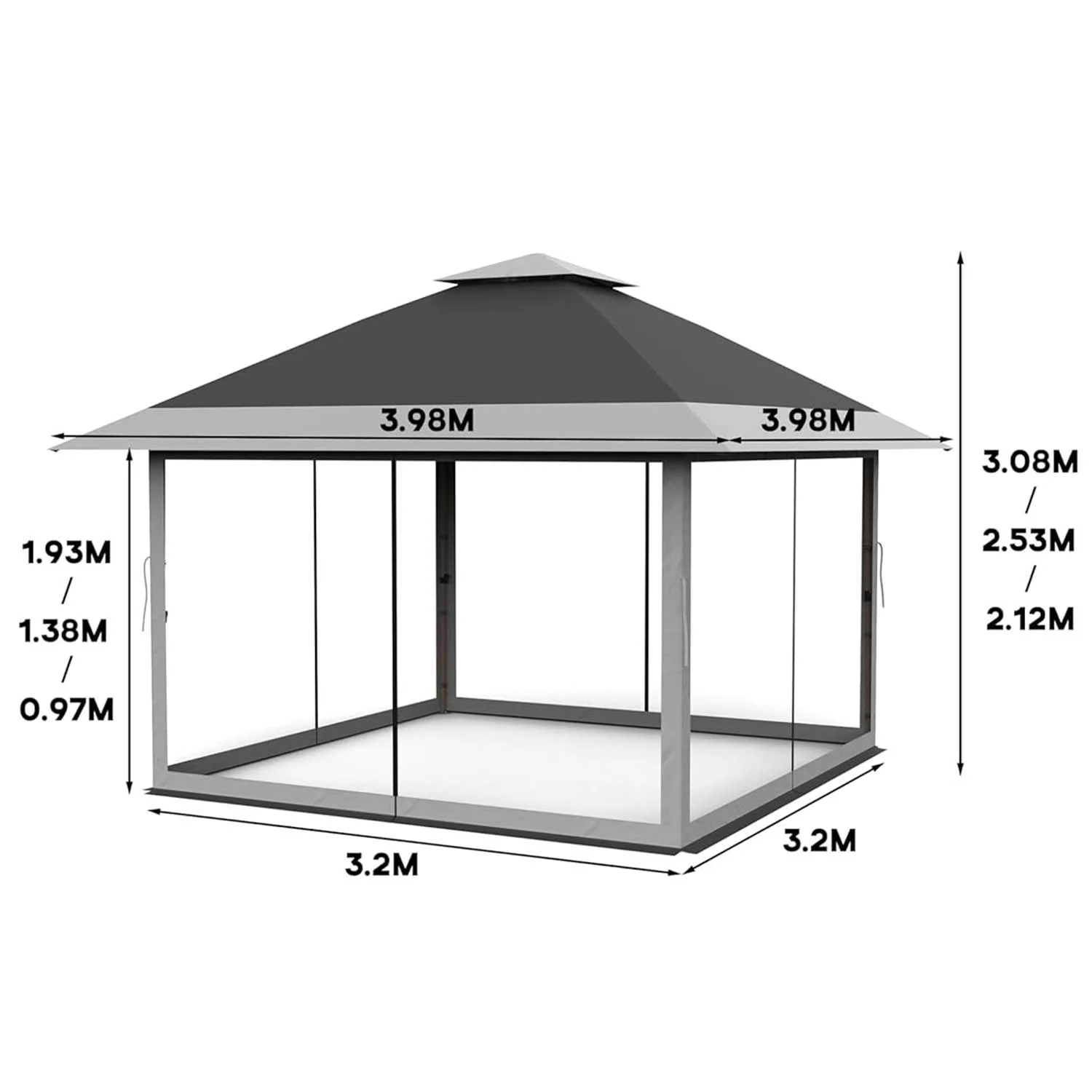 AOILE 13x13FT Pop-Up Patio Gazebo, Outdoor Canopy Tent with Mesh Walls, Double Roof & Carry Bag - Image 27