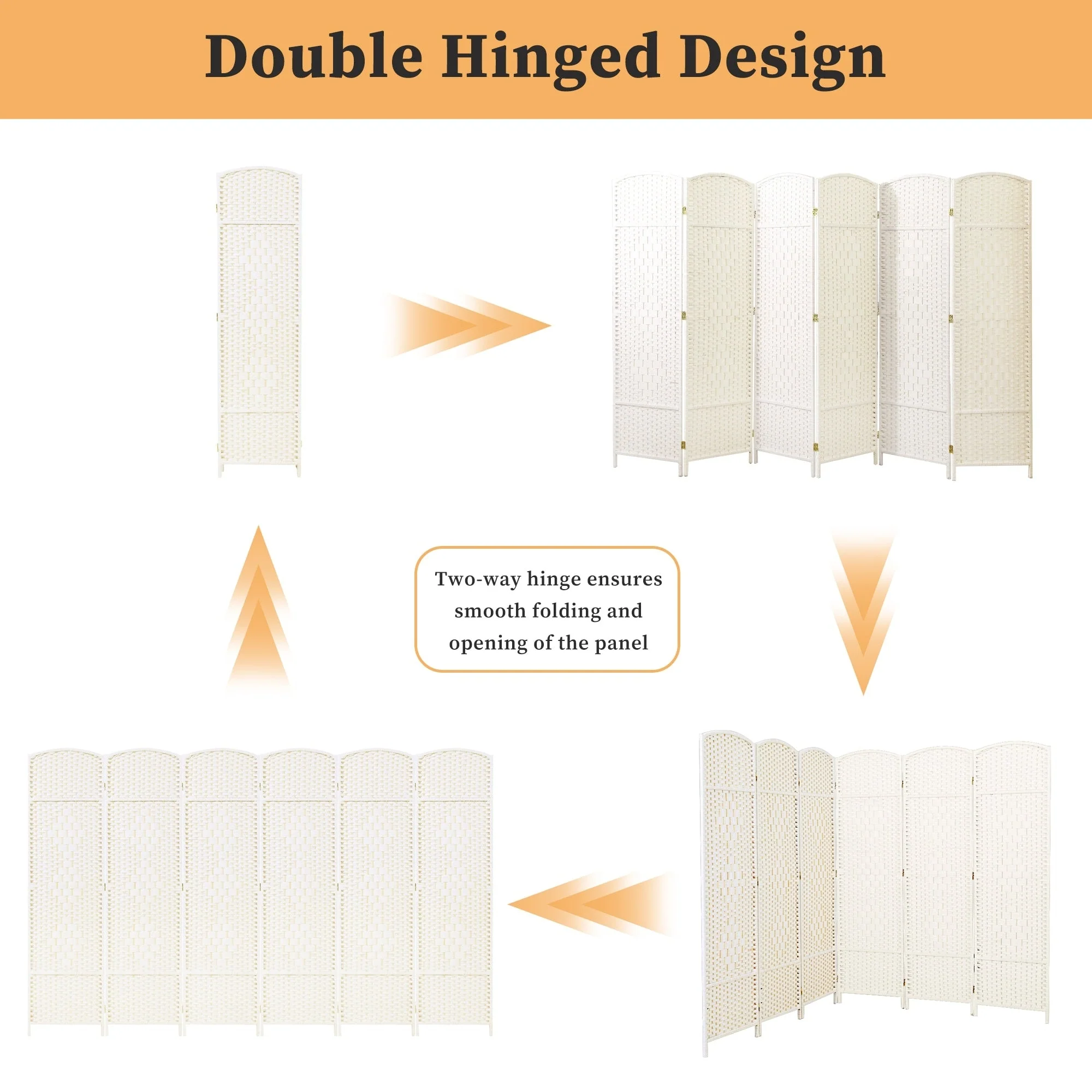 6 FT Tall Woven Fiber Room Divider, Freestanding Folding Privacy Screen - Image 45