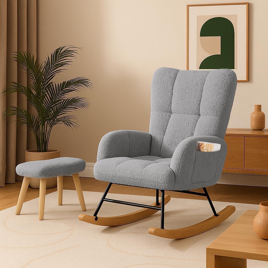 Nursery Rocking Chair, Teddy Glider Rocker with Pockets - Image 4