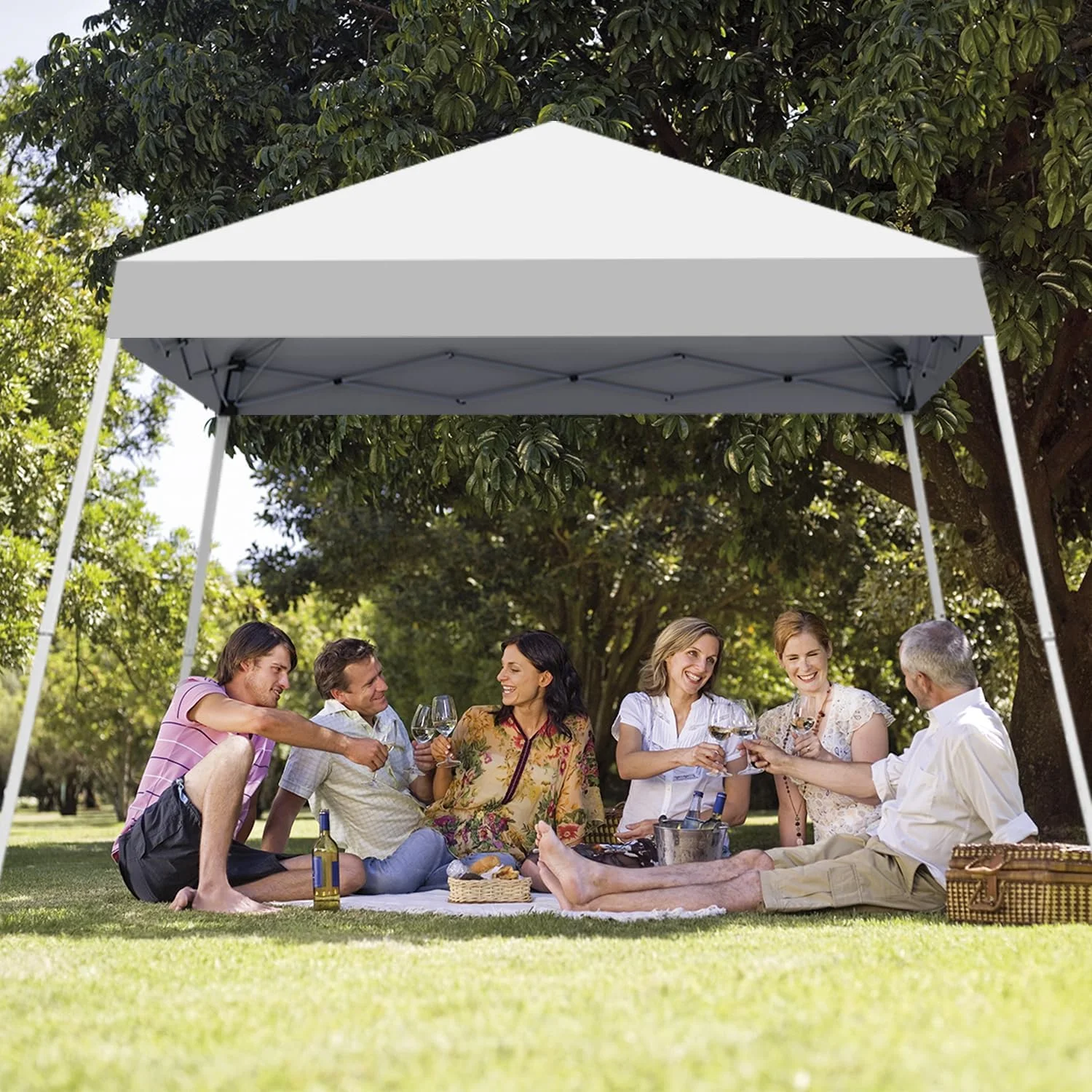 Canopy Tent, 10X10 FT Pop Up Canopy Outdoor Instant Tent Slant Legs with Carrying Bag, Portable Gazebo Shelter for Patio Deck Garden and Beach - 8X8 FT Canopy Cover (Dark Blue) - Image 27
