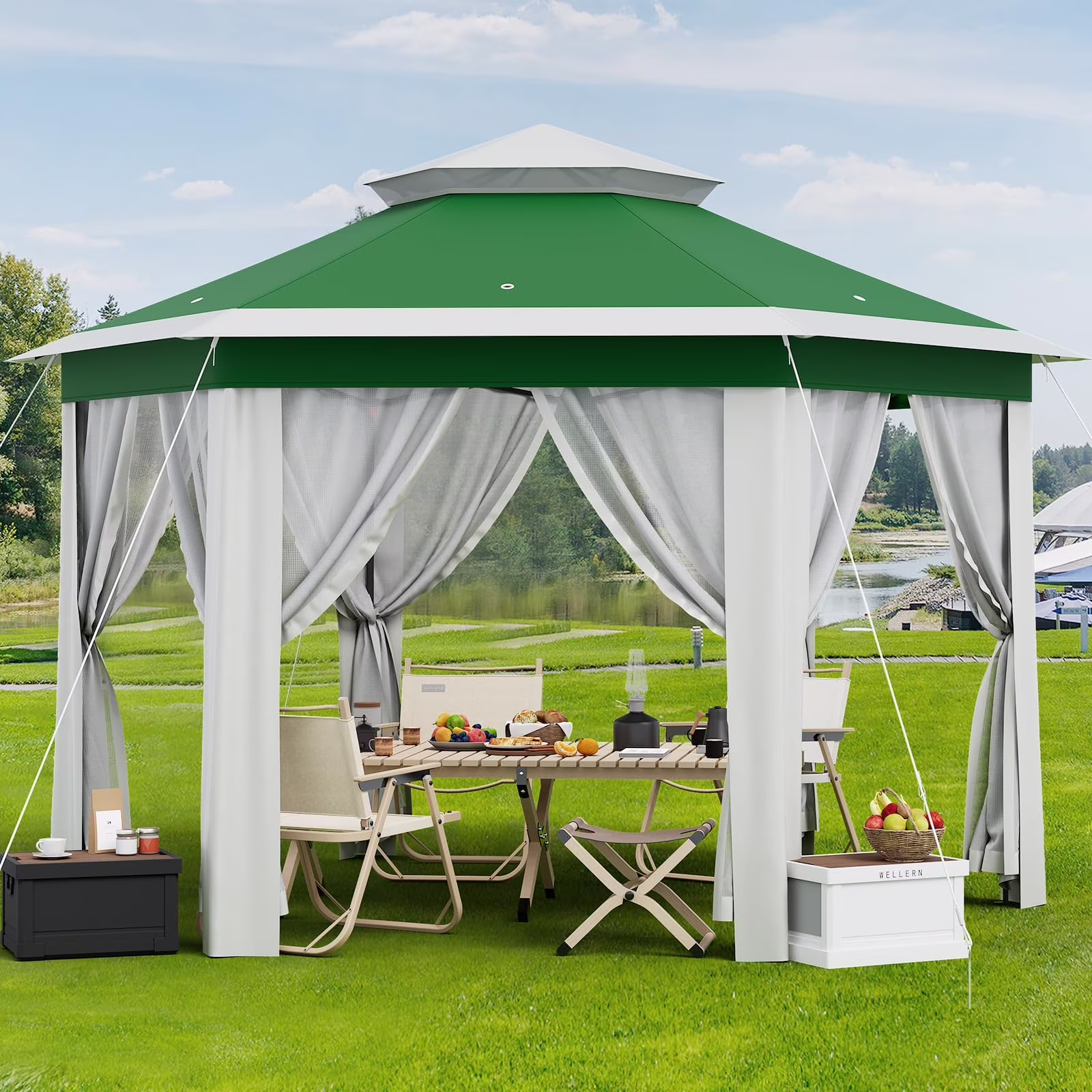 Accreate 13' X 13' Outdoor Patio Gazebo,Outdoor Canopy Tent with Mosquito Netting,Backyard Tent for Party, Wedding, Outdoor Dining, Patio, Backyard - Image 3
