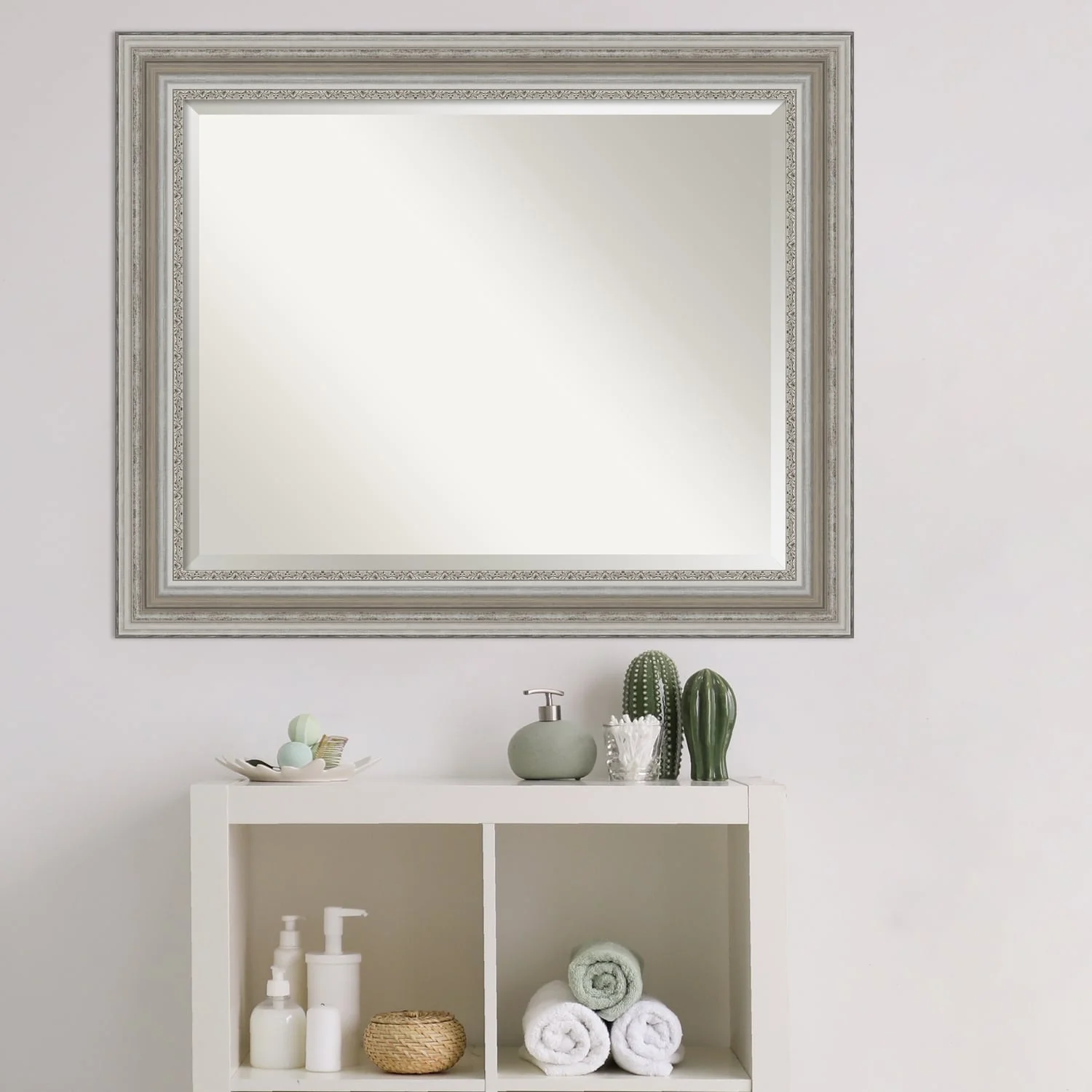 Beveled Bathroom Wall Mirror, Silver Frame Decorative Vanity Mirror for Bathroom, Bedroom and Entryway - Image 14