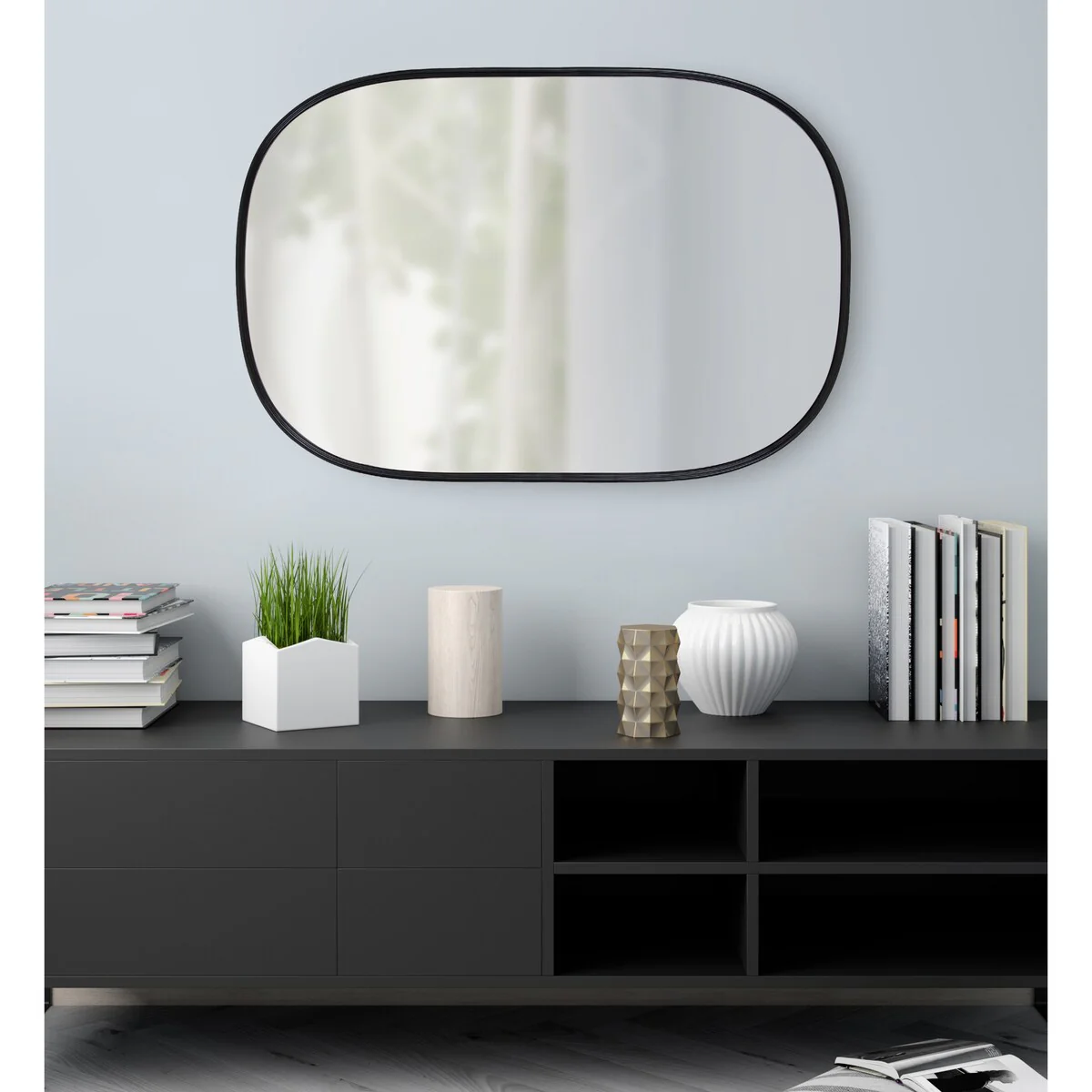 Modern Capsule Framed Wall Mirror, Decorative Oval Accent Mirror for Living Room, Bedroom and Entryway - Image 7