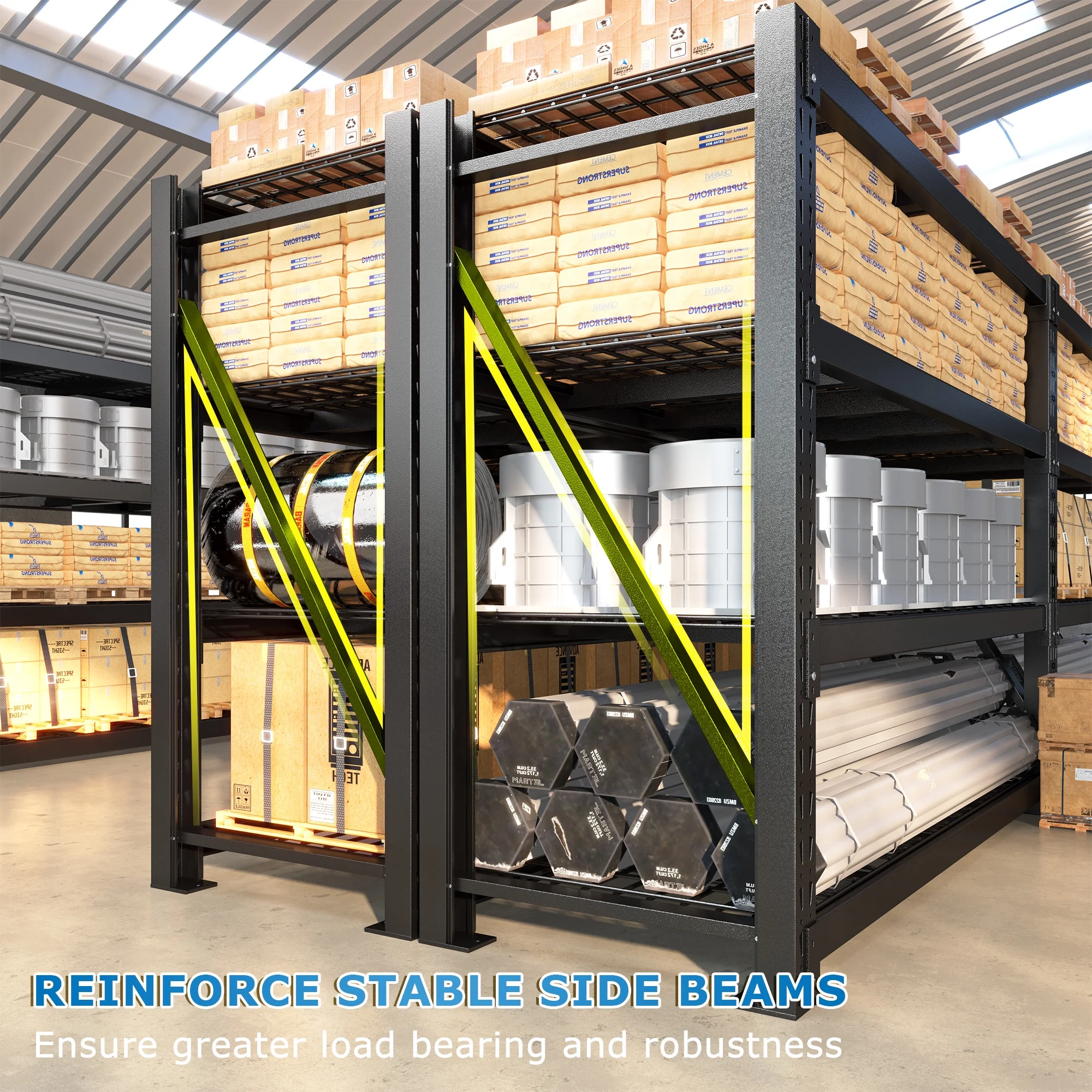 REIBII 11000LBS Heavy Duty Industrial Shelving Unit for Garage Storage,Shop,Warehouse,Basement,Commercial,60"W x 24"D x 72"H - Image 2
