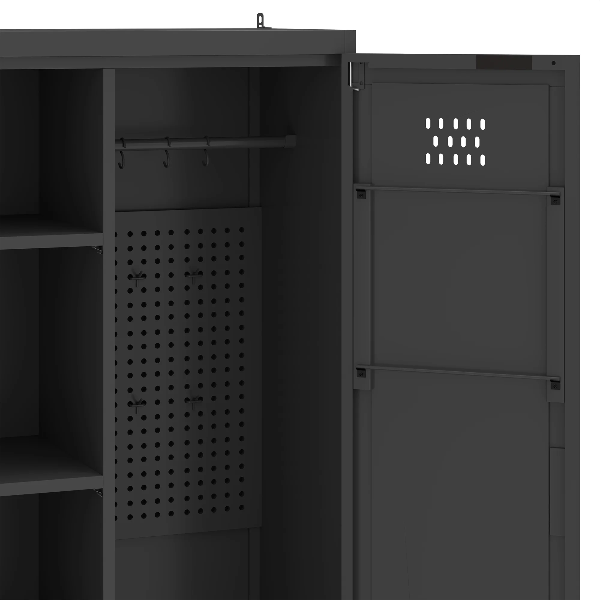 Uforic 70.9" Garage Storage Cabinet with Doors & Shelves, Metal Cabinet with Lights, Black - Image 7