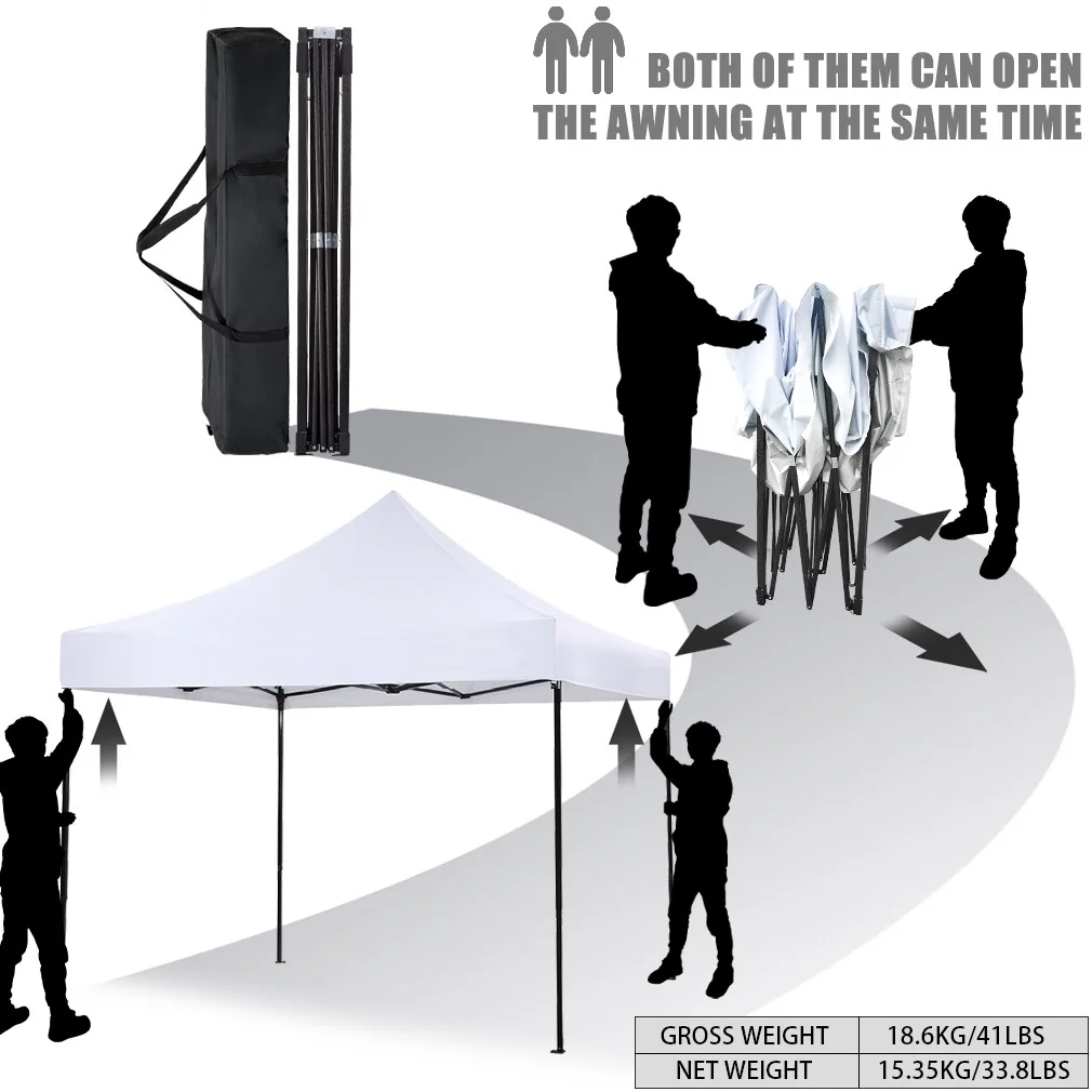 CL.HPAHKL 10' x 10' Outdoor Pop Up Canopy Tent with Wheeled Bag, Outdoor Shade Tent for Party One Push Patio Tent Canopy Instant Slant Leg Conopy for Backyard Outdoor Patio and Lawn - Image 8