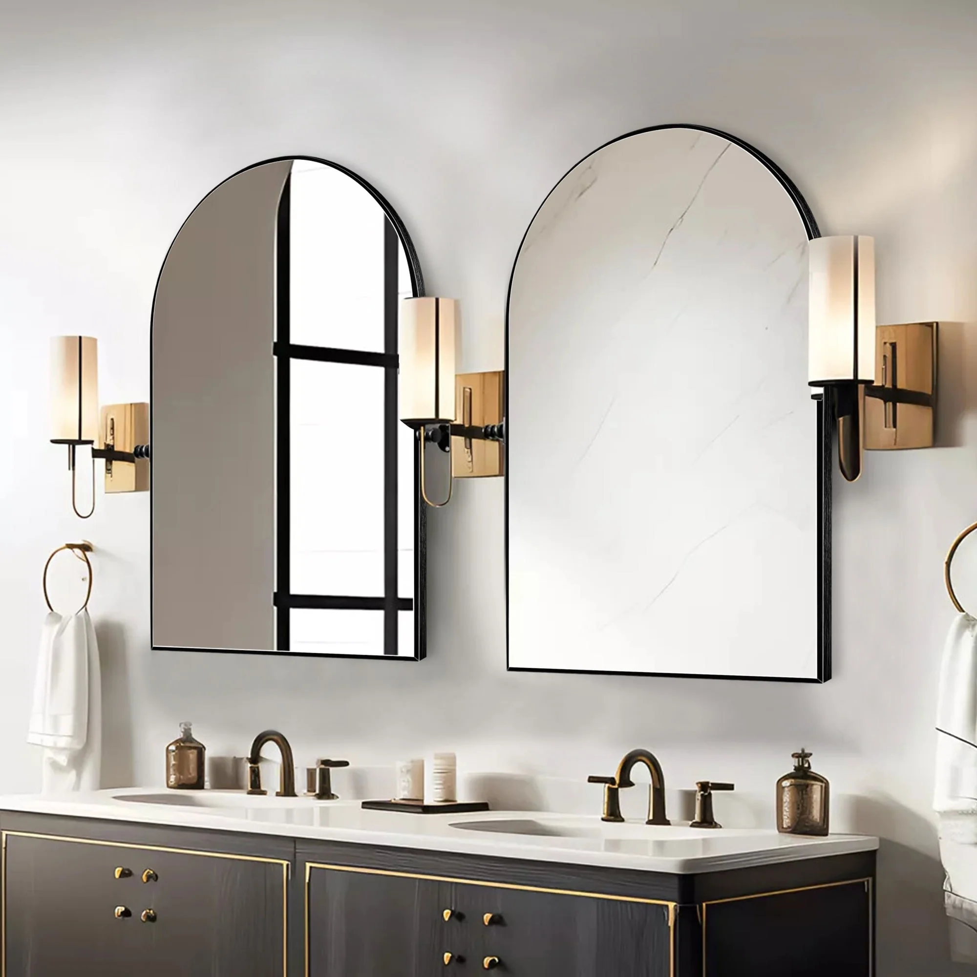 Modern Arch Aluminum Bathroom Wall Mirror, Wall Mounted Vanity Mirror for Bathroom, Bedroom and Home Decor - Image 9