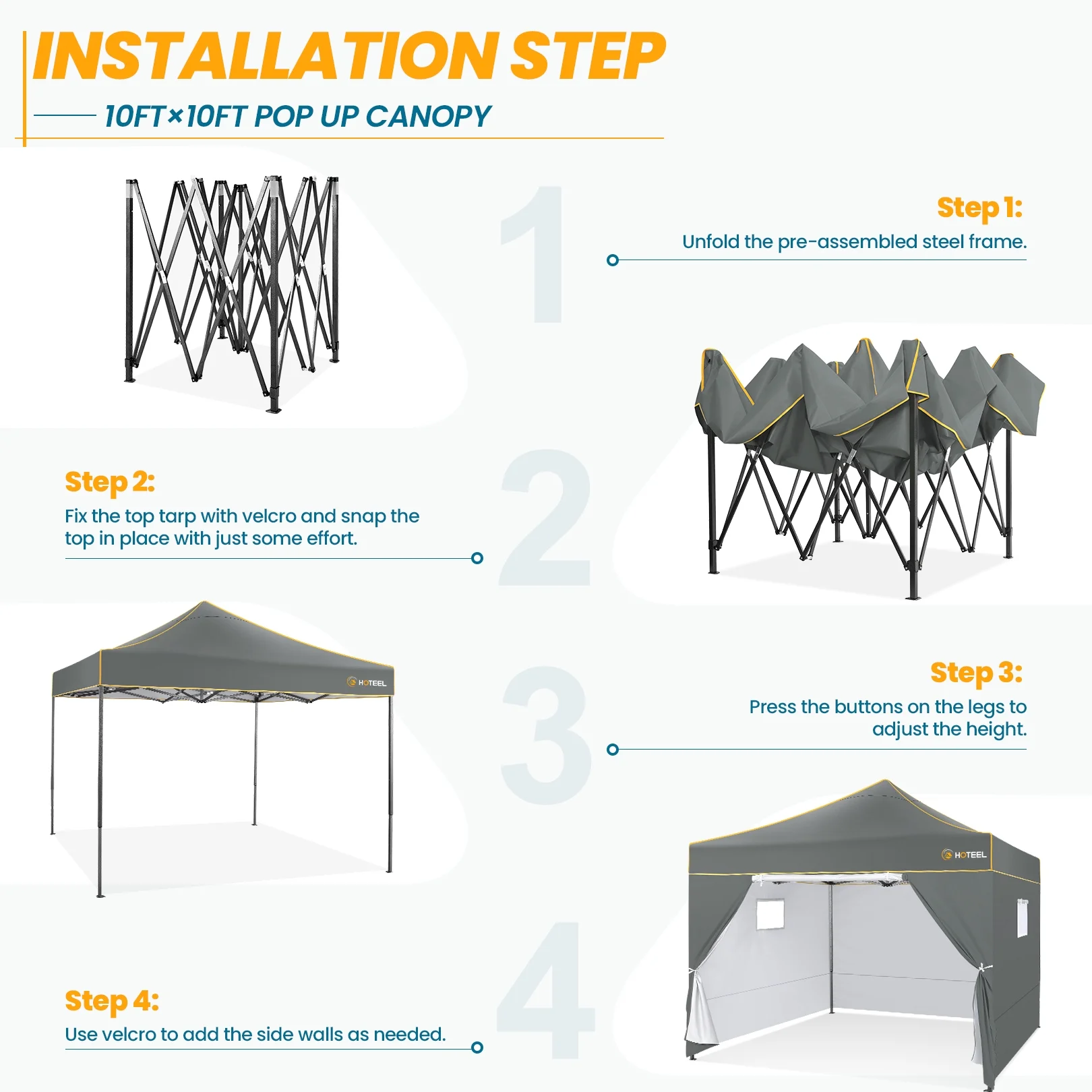 SANOPY 10'x10' Pop up Canopy Tent Anti-UV Waterproof Outdoor Gazebo Instant Party Wedding Backyard Canopy Tent Shade Shelter for Backyard, Patio, Parties,Khaki - Image 42