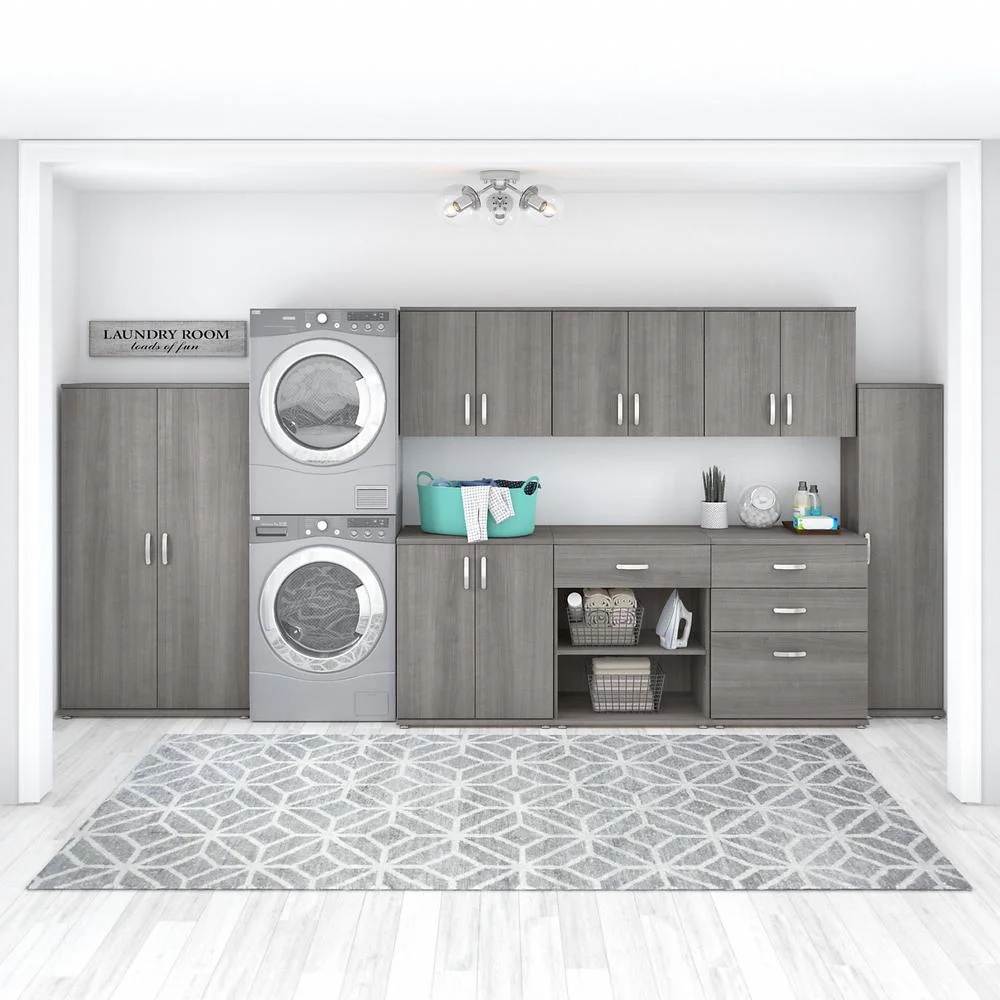 Universal Tall Narrow Storage Cabinet in Platinum Gray - Engineered Wood - Image 12