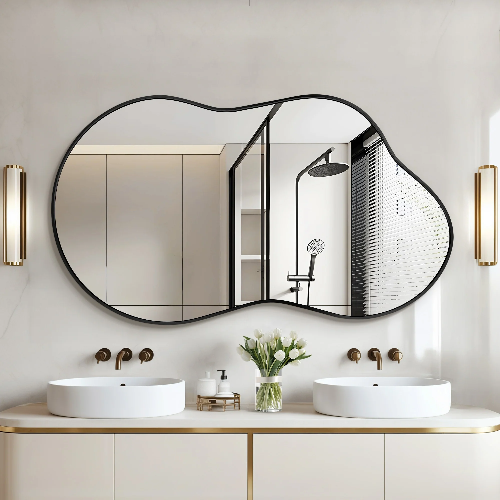 Asymmetrical Irregular Wall Mirror, Modern Decorative Accent Mirror for Living Room, Bedroom and Entryway - Image 22