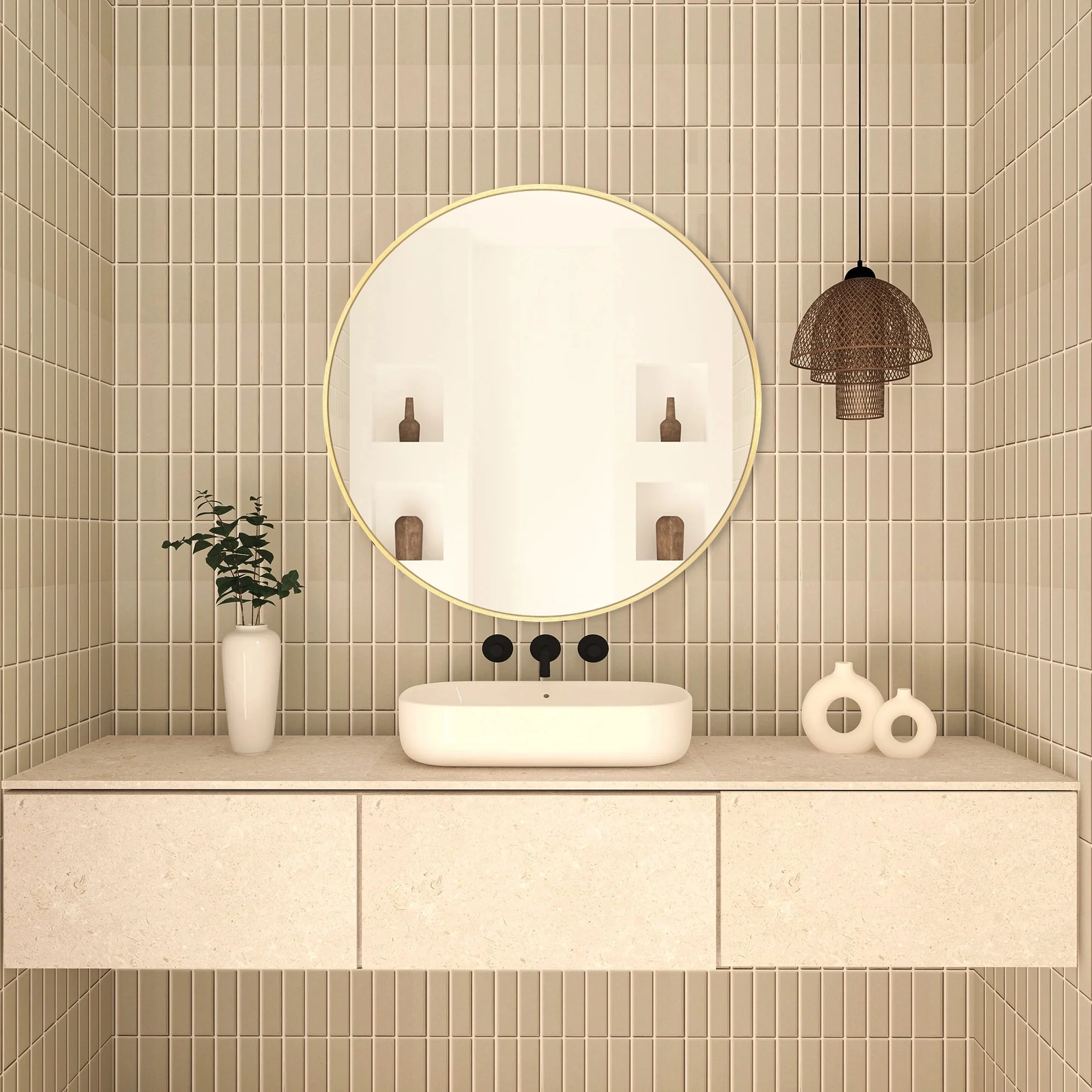 Modern Round Bathroom Vanity Mirror, Wall Mounted Circular Mirror for Bathroom, Bedroom and Home Decor - Image 53