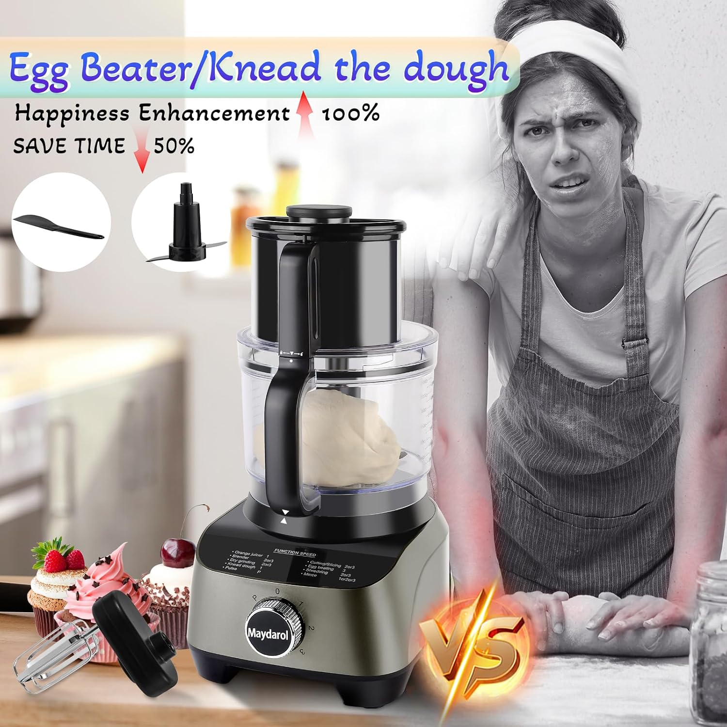 14 Cup Food Processor, 11-in-1 Food Processor and Blender Combo with Large Chute, 51 oz for Smoothies & Ice, for Chopping, Grinding, Slicing, Shredding, Purees & Dough, Dishwasher Safe - Image 4
