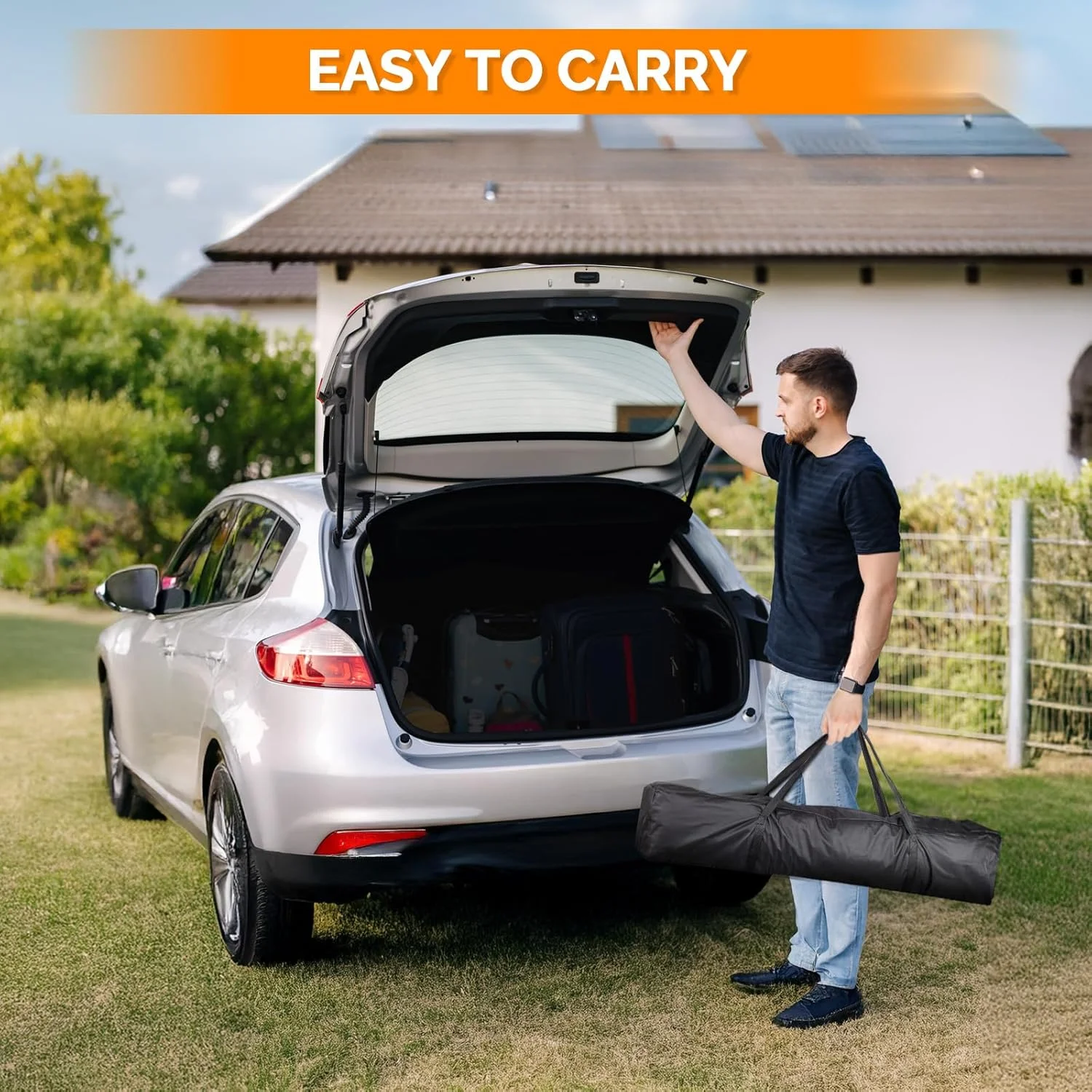 6x6 ft Pop Up Canopy Tent, Outdoor Foldable Portable Canopy for Camping, Patio, Easy Up Gazebo with Carry Bag Slant Legs - Image 2