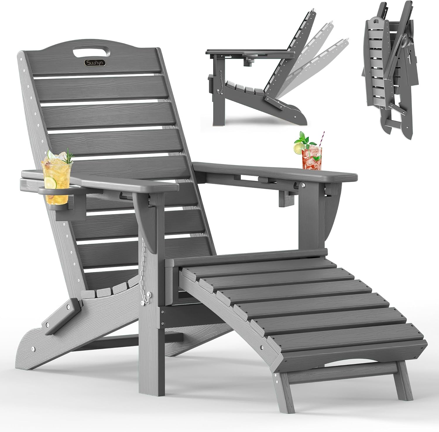 Adjustable Adirondack Chair, Outdoor Fire Pit Chair, Navy Blue - Image 6
