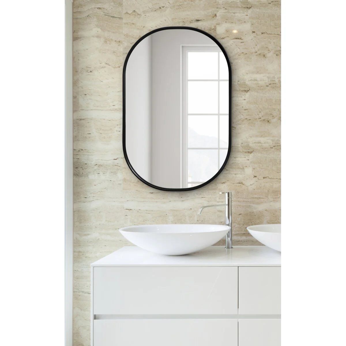 Modern Capsule Framed Wall Mirror, Decorative Oval Accent Mirror for Living Room, Bedroom and Entryway - Image 36