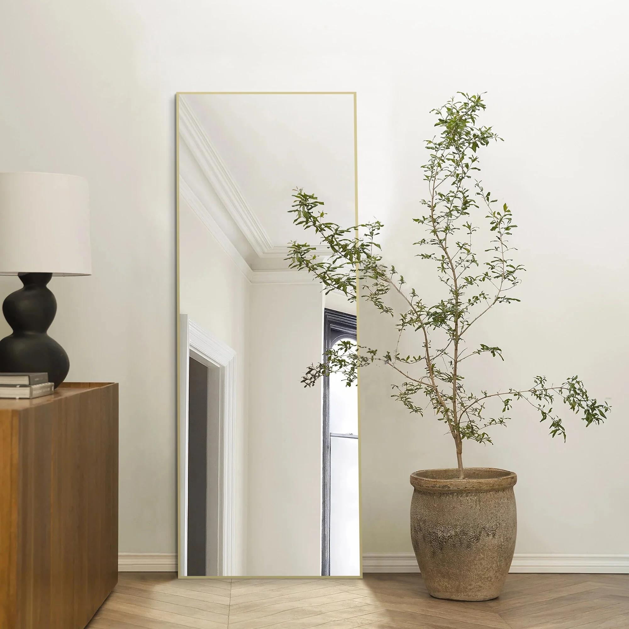64x21 Full Length Floor Mirror, Large Full Body Aluminum Alloy Frame Standing Mirror with Stand and Wall Mount Option - Image 18