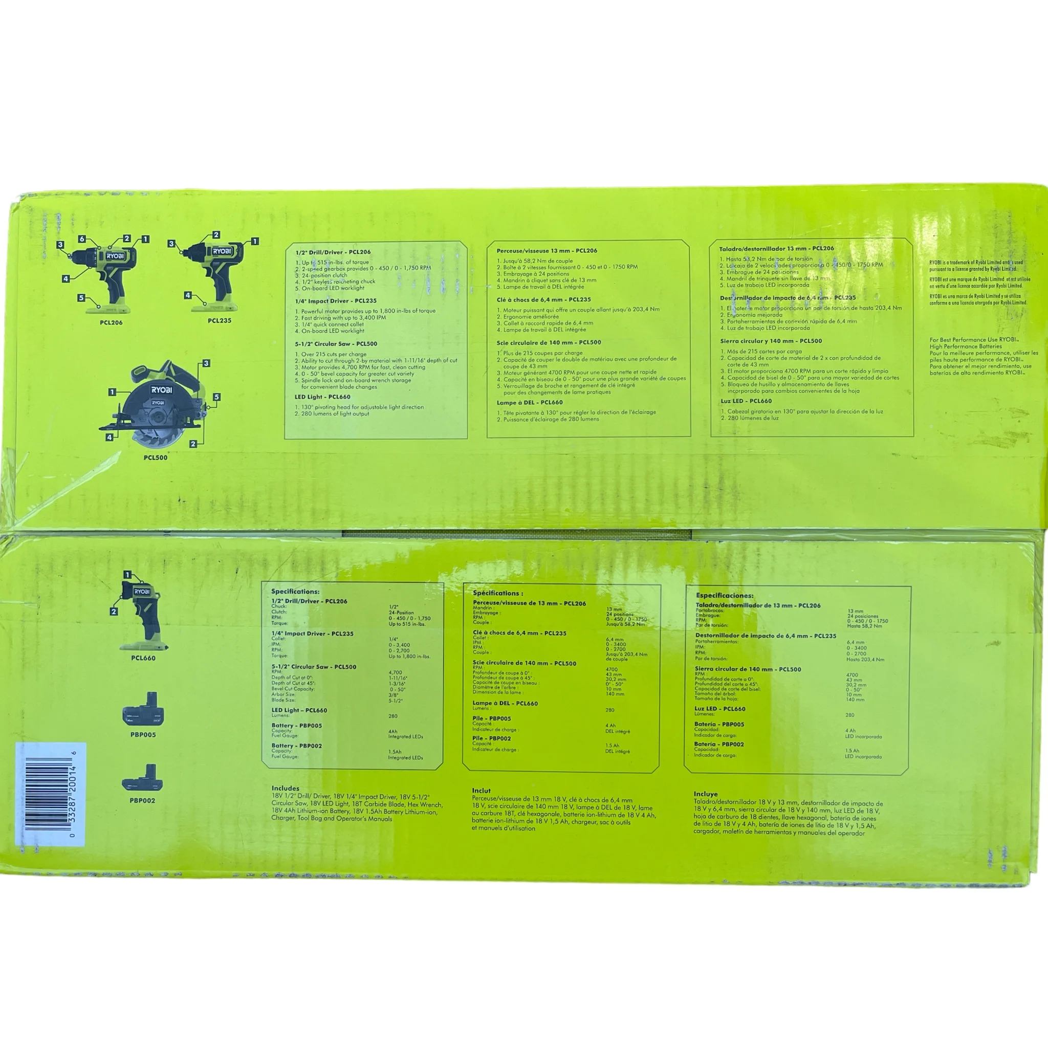 Ryobi ONE+ 18V Cordless 4-Tool Combo Kit with 1.5 Ah Battery, 4.0 Ah Battery, Charger and Storage Bag - Image 3