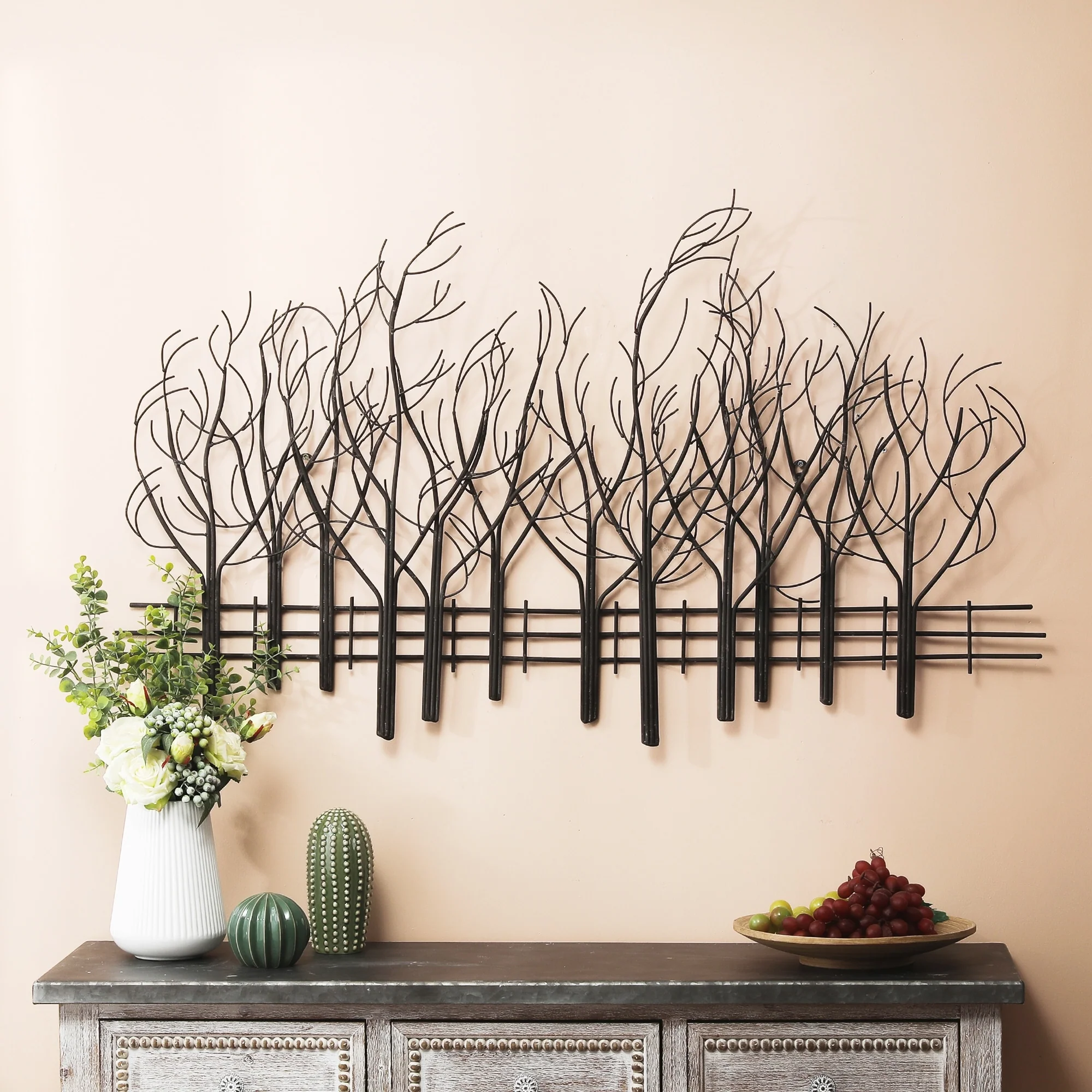 Black Metal Tree Wall Decor, Modern Forest Design Wall Art Sculpture for Living Room, Bedroom and Home Decoration - Image 4
