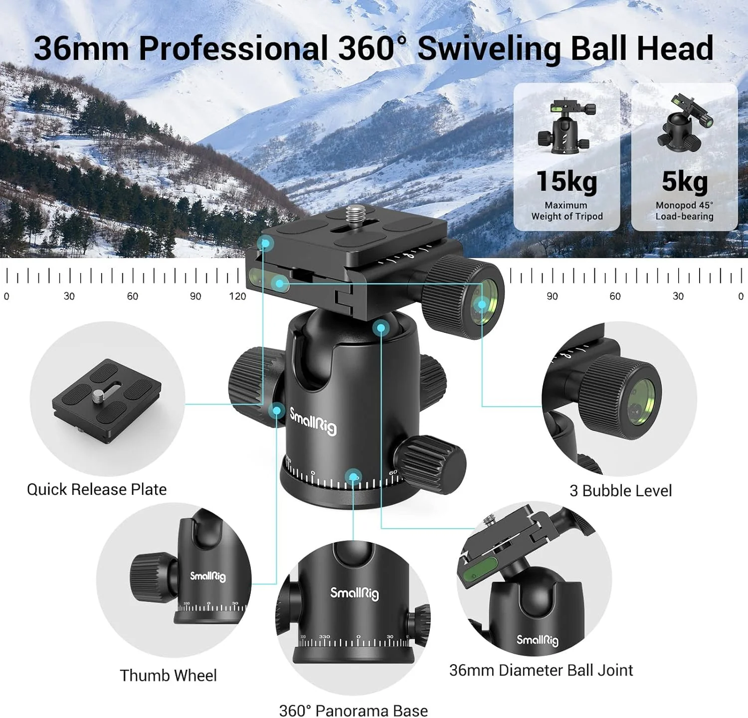 71" Foldable Aluminum Camera Tripod and Monopod, Adjustable Photography Tripod Stand for Cameras and Video - Image 3