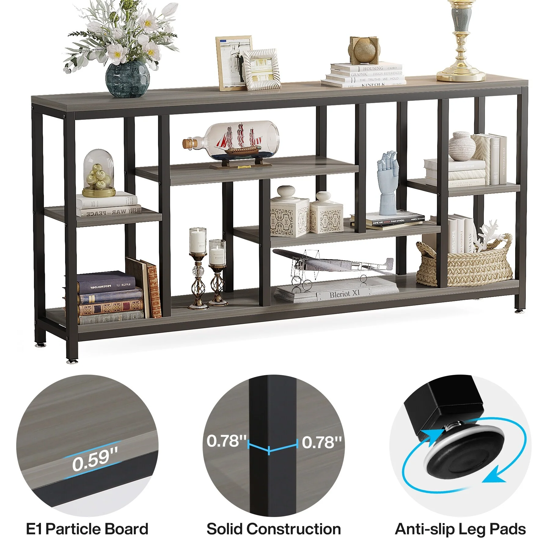 70.9 Inch Console Sofa Table with Storage, 3-Tier Entryway Table for Hallway - Image 26
