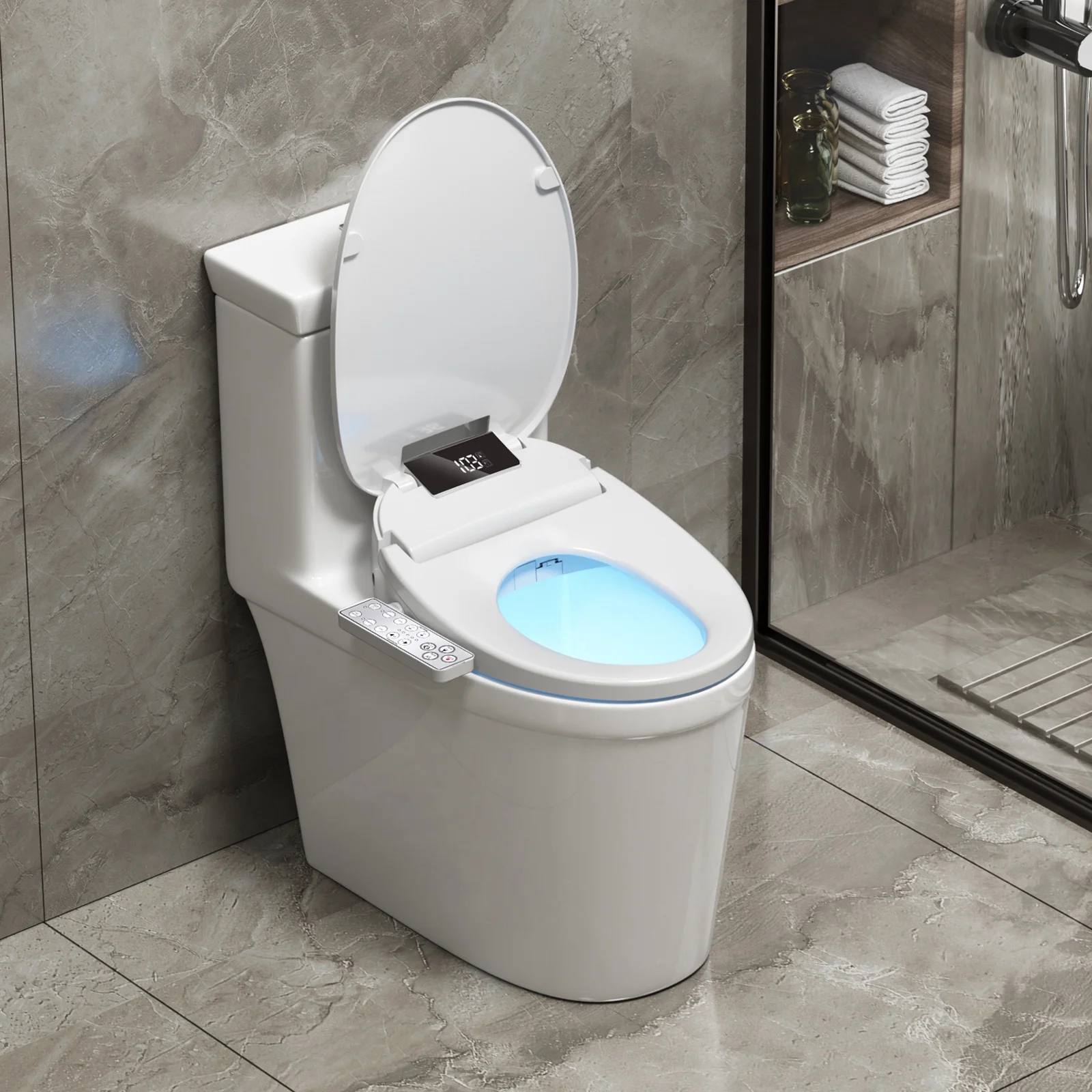 WLJBIDET Toilet Bidet Seat, Instant Warm Water, Self-Cleaning Nozzle, Multiple Spraying Modes, Electric Heated Seat, Warm Air Drying, Soft Closed Lid, Display Screen, Requires Electricity, Elongated - Image 6