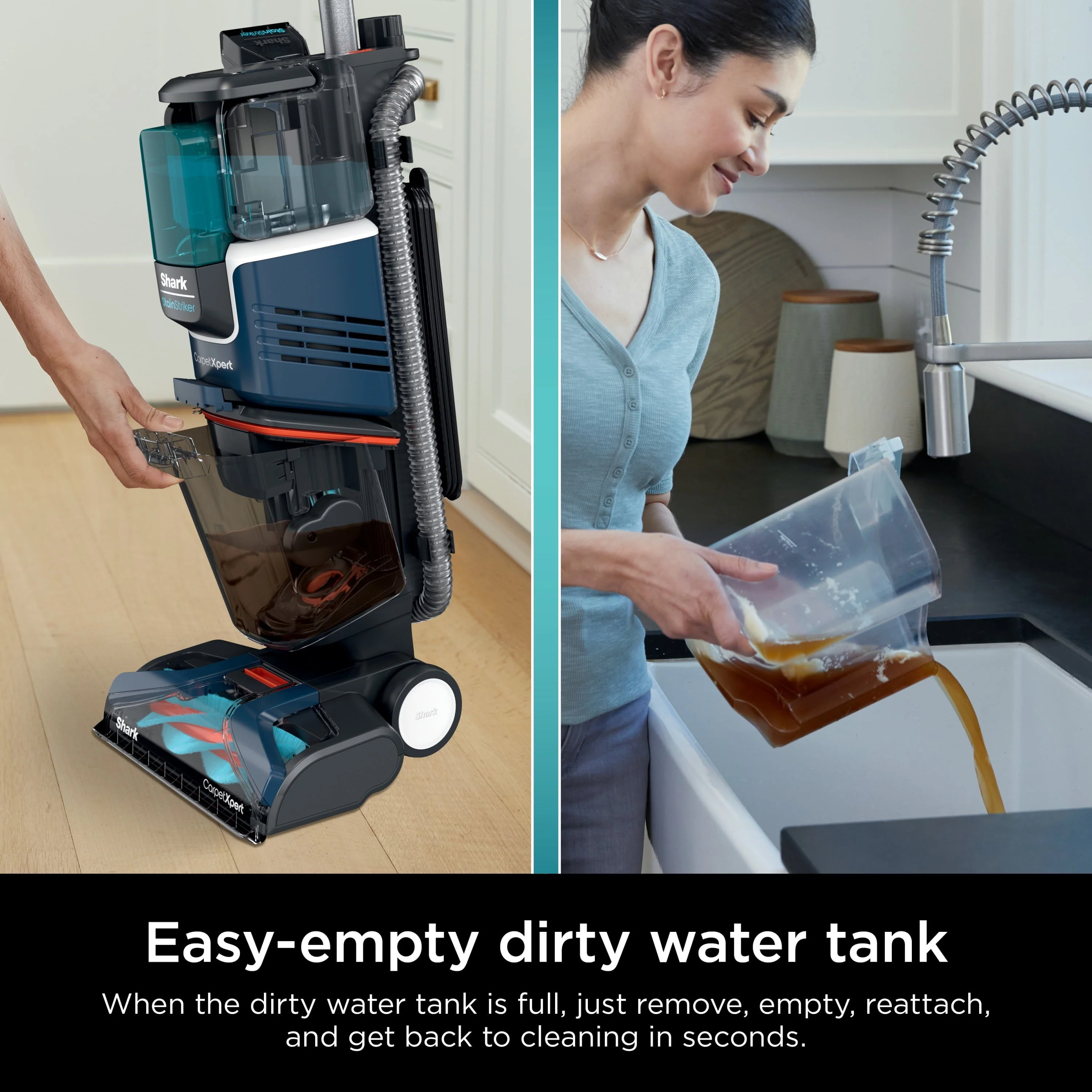 Shark CarpetXpert with StainStriker, Upright Carpet, Area Rug & Upholstery Cleaner for Pets, Built-in Spot & Stain Eliminator, Deep Cleaning & Tough Stain Removal, Carpet Shampooer, Navy, New,EX200 - Image 7