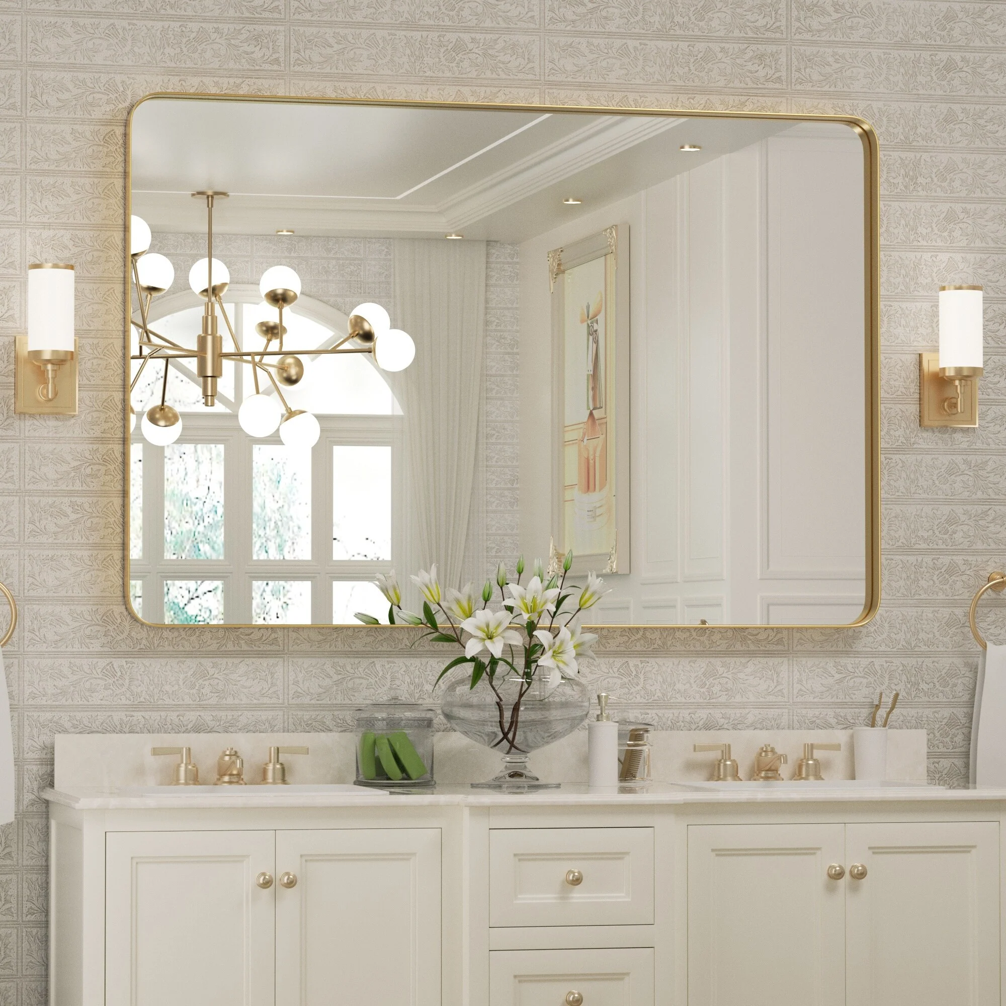Wall Mirror Vanity Mirror, Bathroom Mirror with Rounded Corners, 1 Piece - Image 55