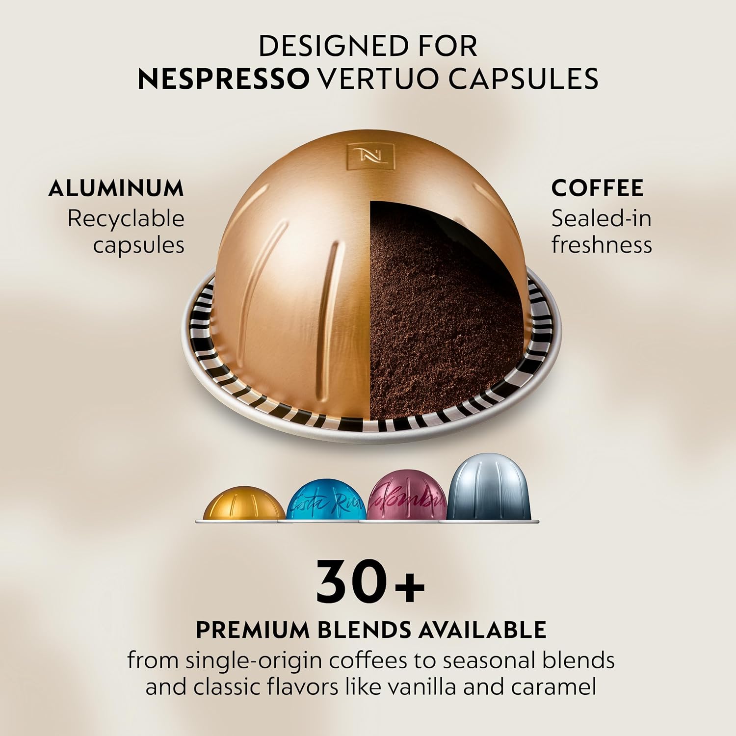 Vertuo Next Coffee and Espresso Maker, Creamy White and Gold - Image 8