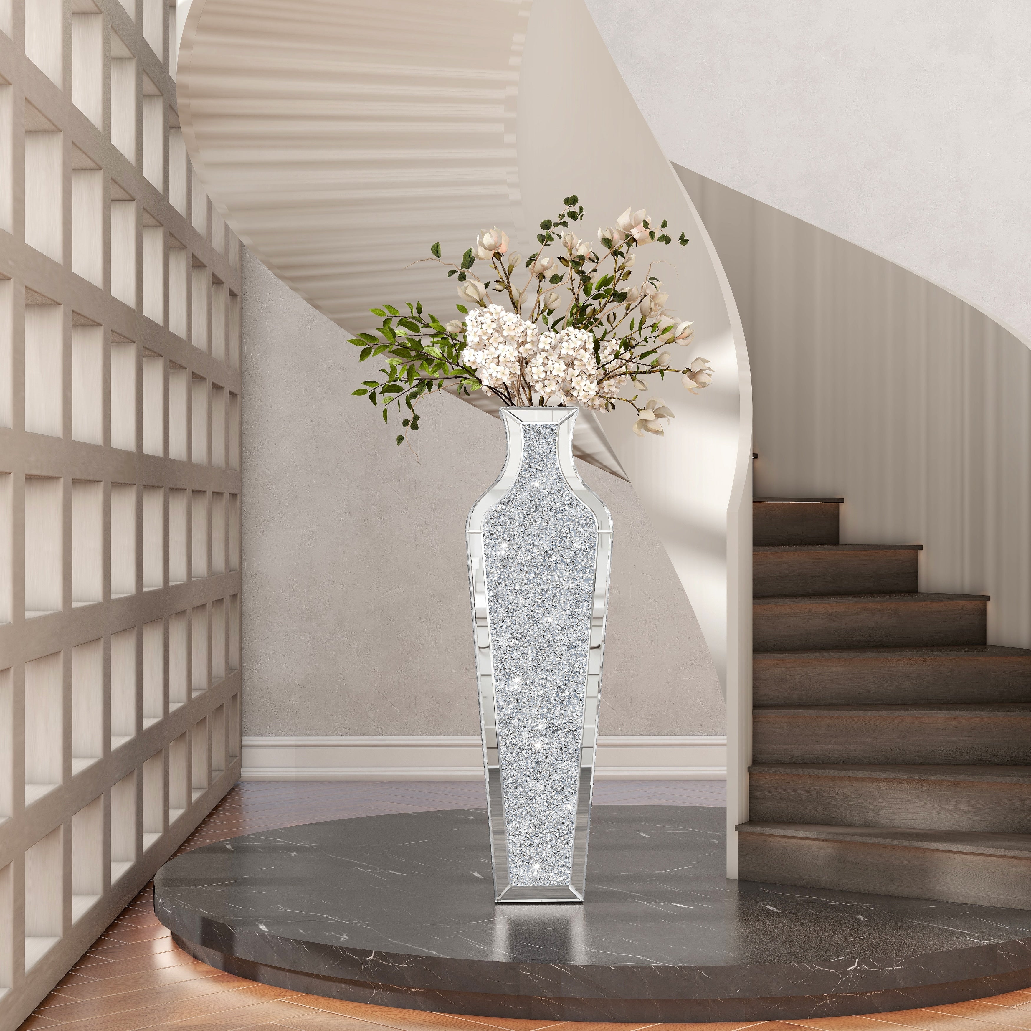 Tall Crushed Diamond Floor Vase, Luxury Decorative Crystal Accent Vase for Living Room, Bedroom and Home Decor - Image 11