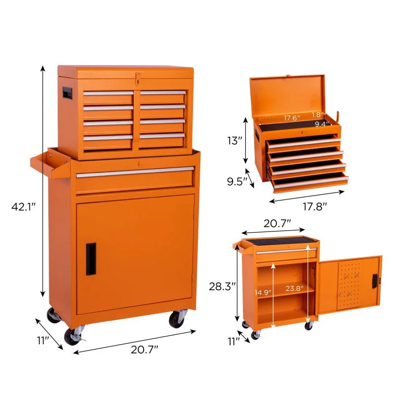 Tool Box with Rolling Cabinet, Tool Bag Compatible, Tool Box Organizer for Mechanics, Lockable Toolbox, Caja de Herramientas, Ideal Tools Storage & Tool Set - Image 5