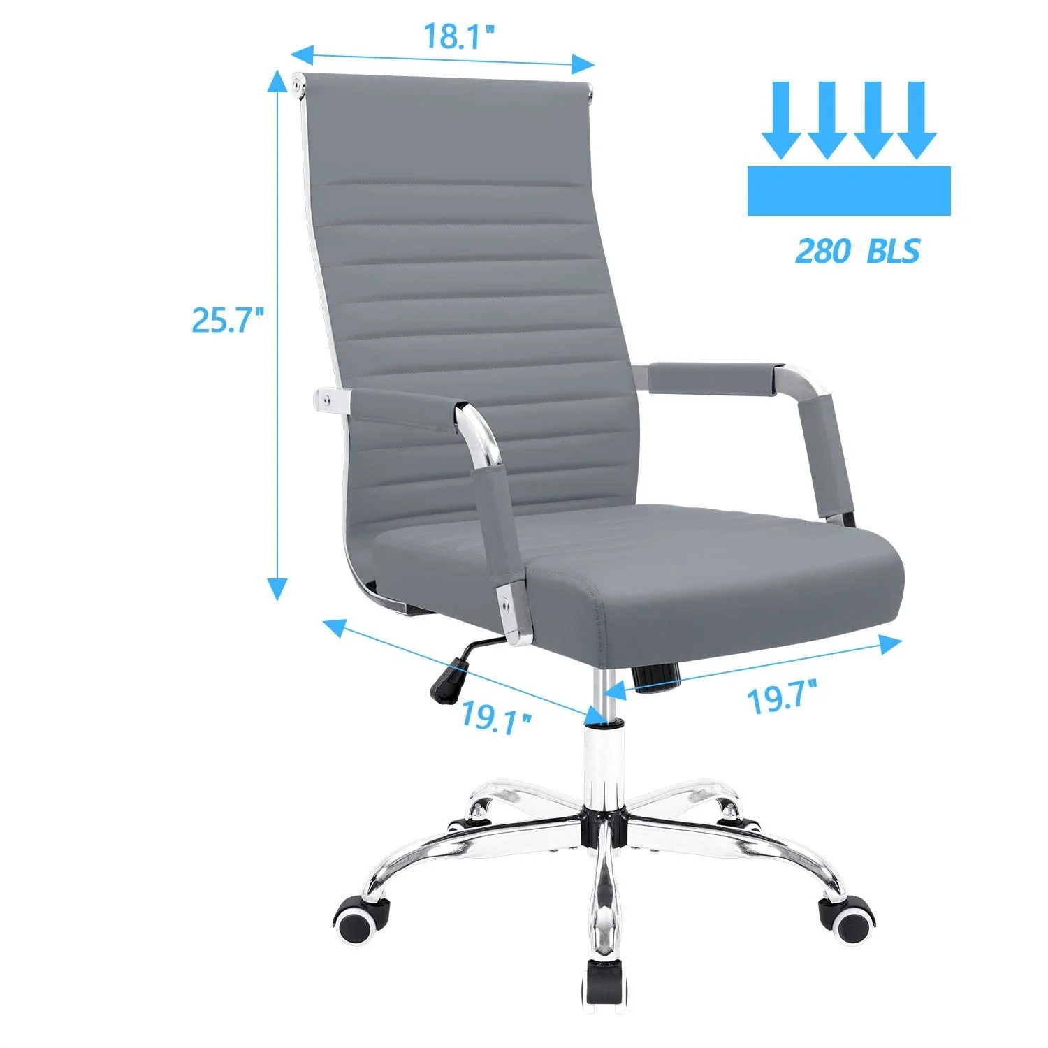 Ergonomic Ribbed Office Chair, Modern Computer Desk Chair with Comfortable Upholstered Seat for Home and Office - Image 15