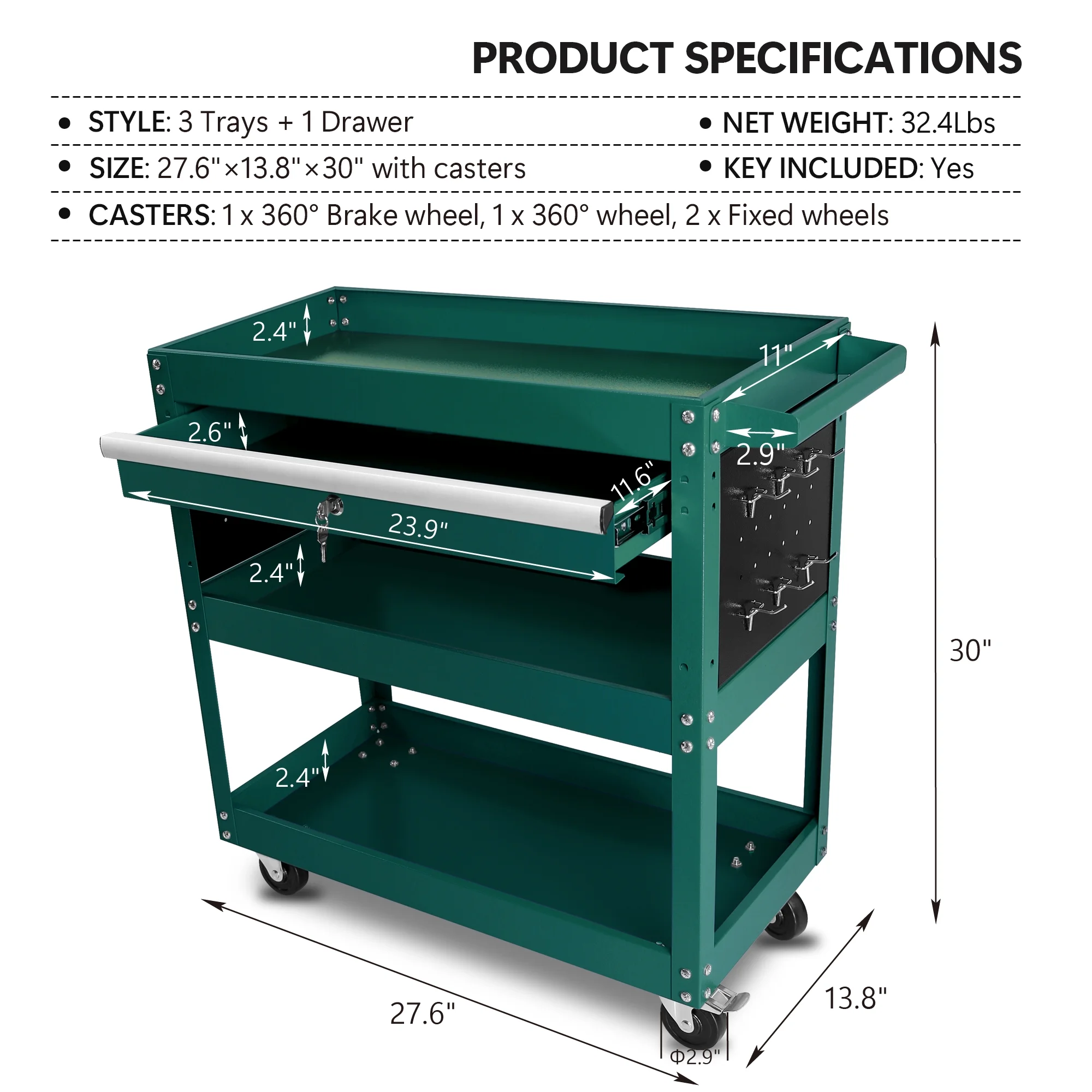 DUOSONG 5-Drawer Rolling Tool Chest, High Capacity Tool Storage Cabinet W/Lockable Wheels, Adjustable Shelf & Anti-Slip Liner, Detachable Tool Box Organizer, Rolling Tool Cabinet Blue Steel Tools & - Image 22