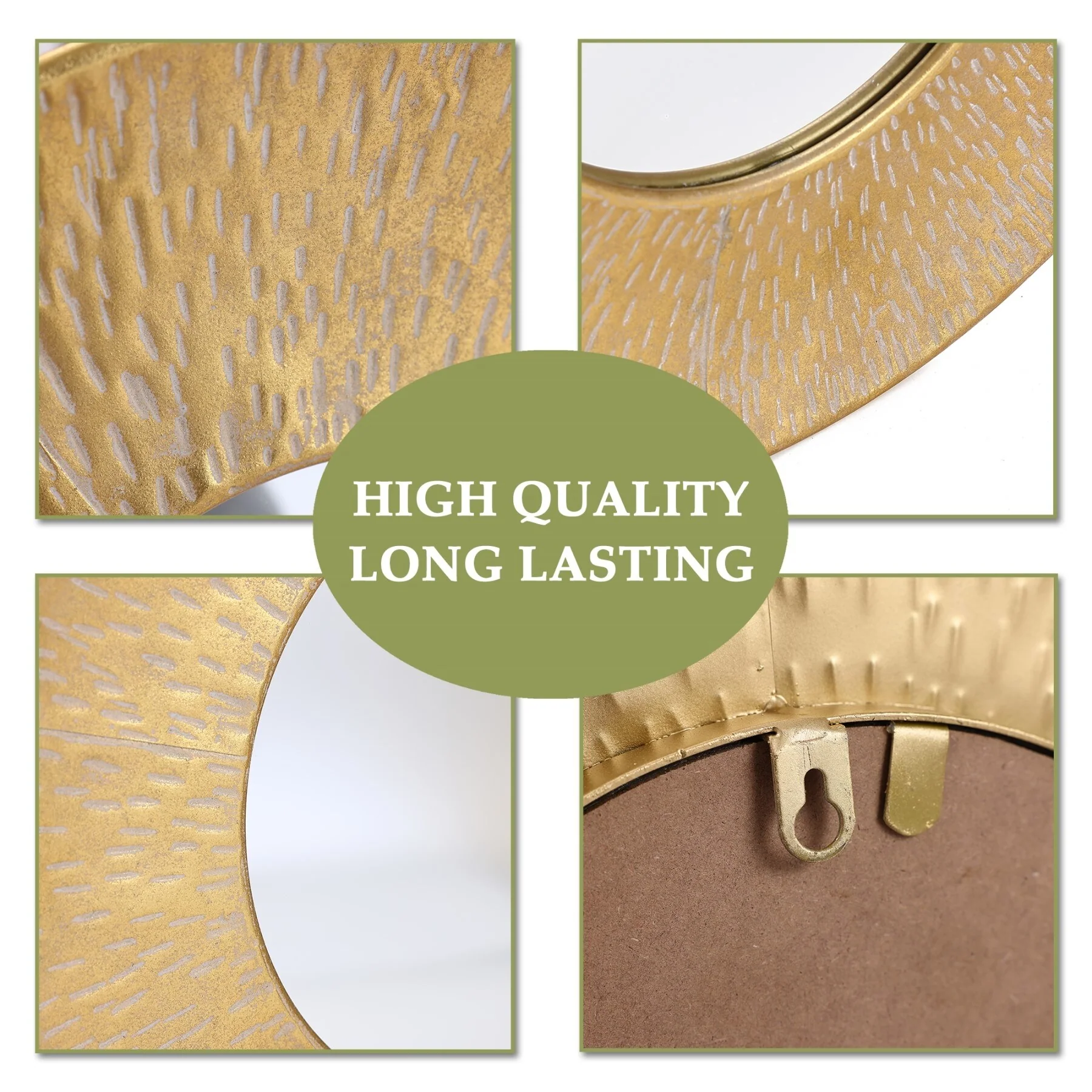 3-Piece Gold Metal Round Wall Mirror Set, 22.25" Diameter x 2.36" Deep, Decorative Wall Mirrors - Image 14