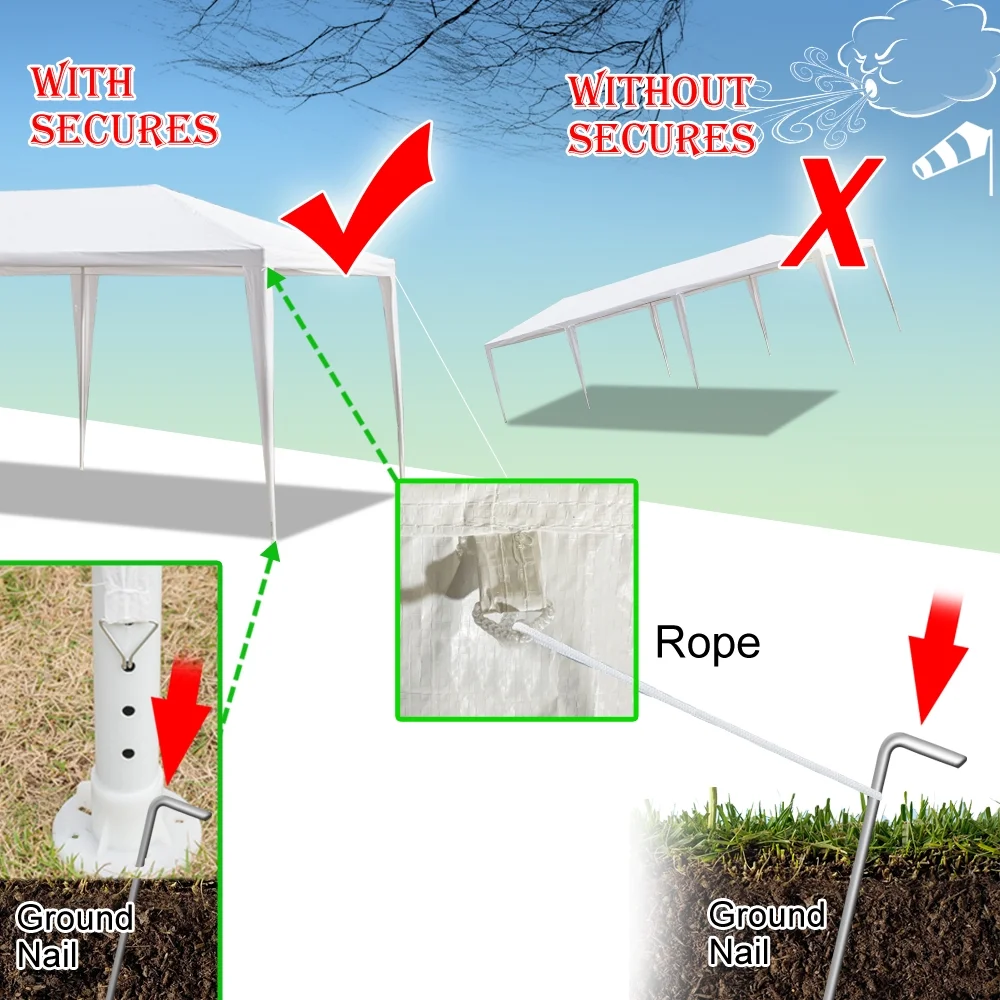 Gazebo Tent for Outside, 10' x 30' Patio Canopy Tent with 8 Side Walls, Heavy Duty Outdoor Party Wedding Tent, Portable Shade Folding Canopy - UV Coated, Waterproof Gazebo Tent, White, L1332 - Image 10