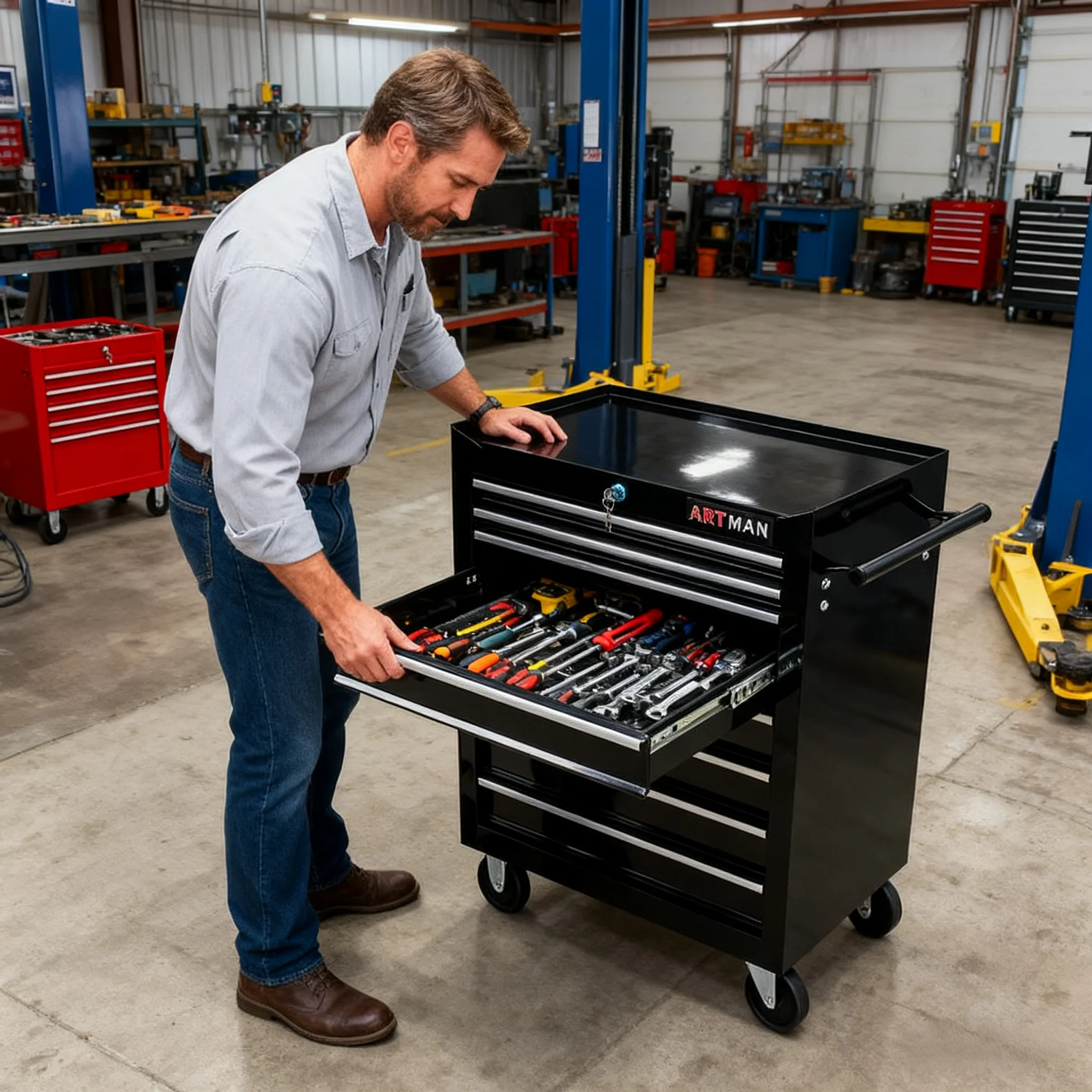 ARTMAN 7 Drawer Tool Rolling Storage Cart ,Tool Boxes Tool Chest with Wheels and Drawers for Garage Workshop Warehouse - Image 2