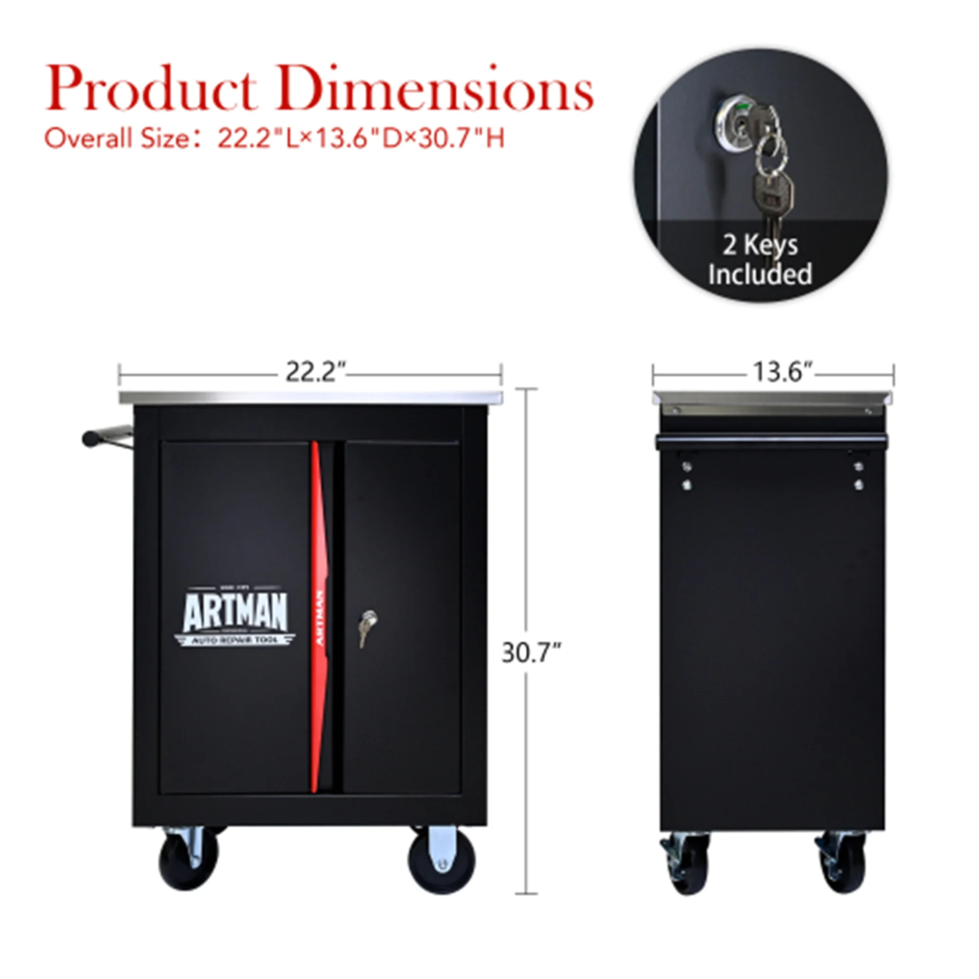 ARTMAN 6 Drawers Metal Rolling Storage Tool Chest Cabinet Cart with Wheels,with Key Locking and Parking Brake, Tool Box for Garage Workshop Warehouse - Image 30