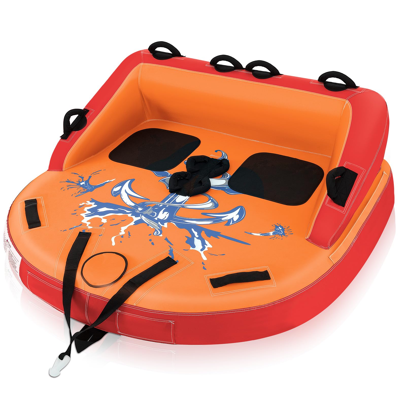 Inflatable Towable Tube for Boating, 1-2 Person Sofa-Style Water Towable with Drainage - Image 2