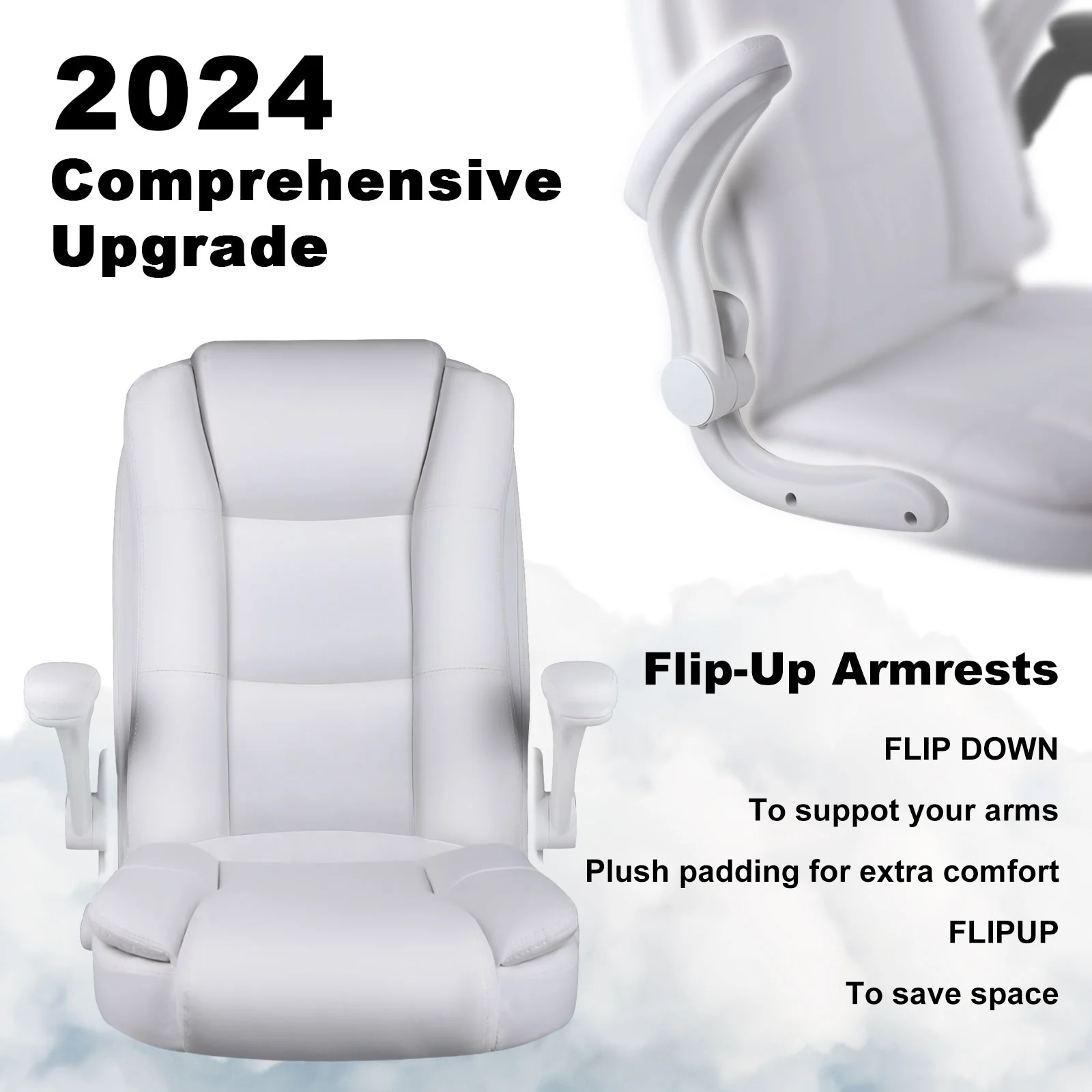 Big and Tall Ergonomic Office Chair, High Back Leather Executive Computer Chair with Padded Flip-Up Arms - Image 20