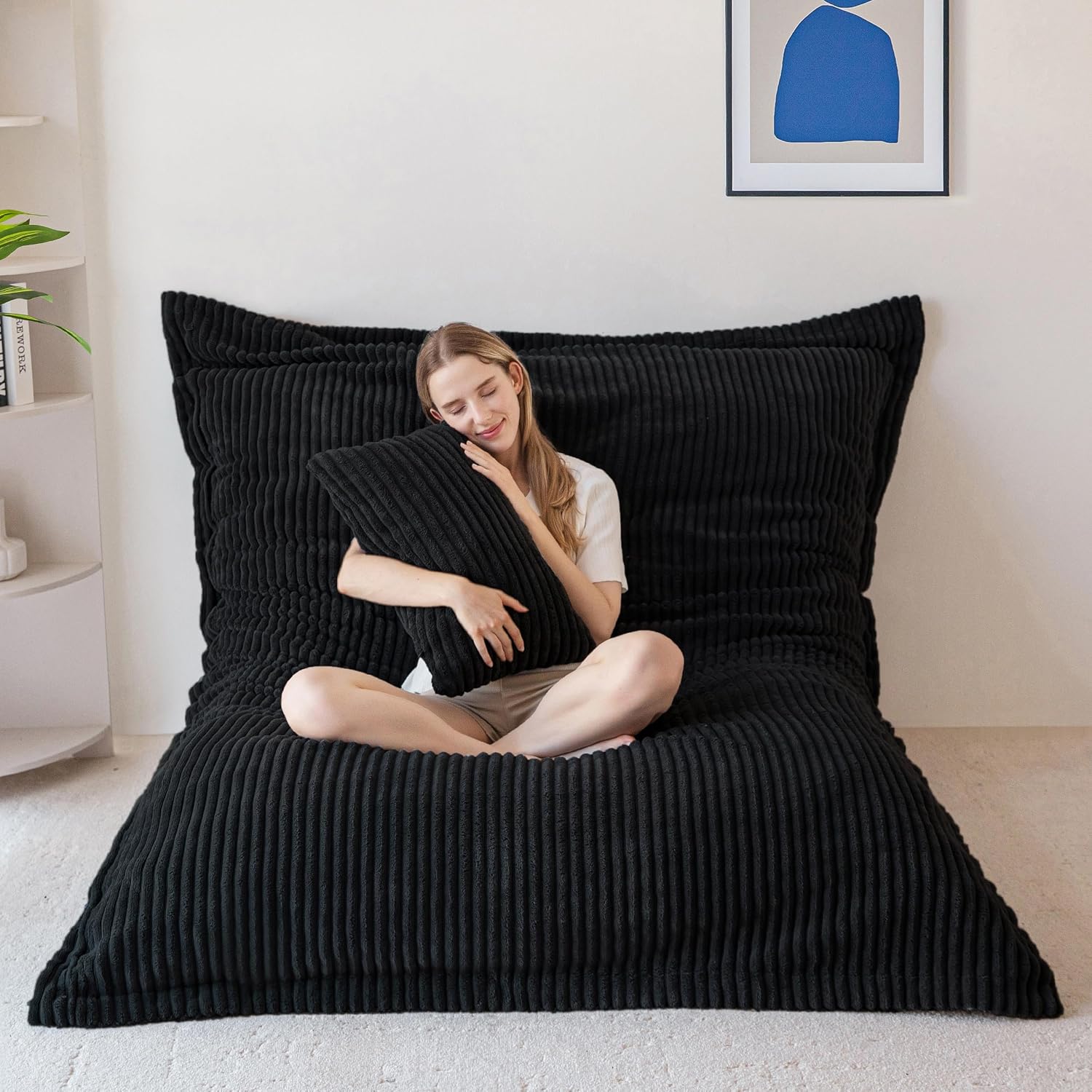 Giant Bean Bag Chair with Pillow, 3 in 1 Convertible Bean Bag Chair - Image 2